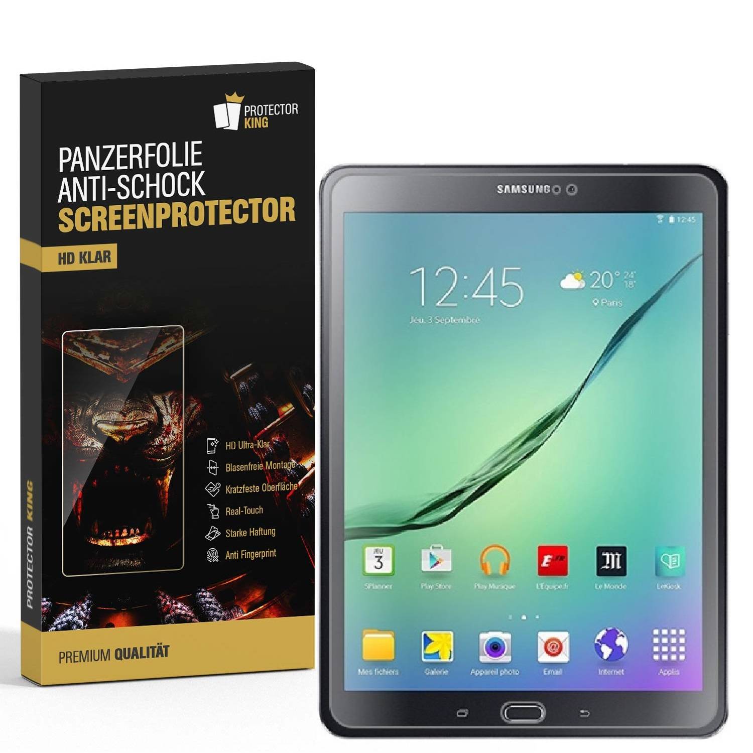 1x Panzerfolie für Samsung Galaxy Tab S2 9.7 ANTI-SCHOCK Displayschutzfolie KLAR