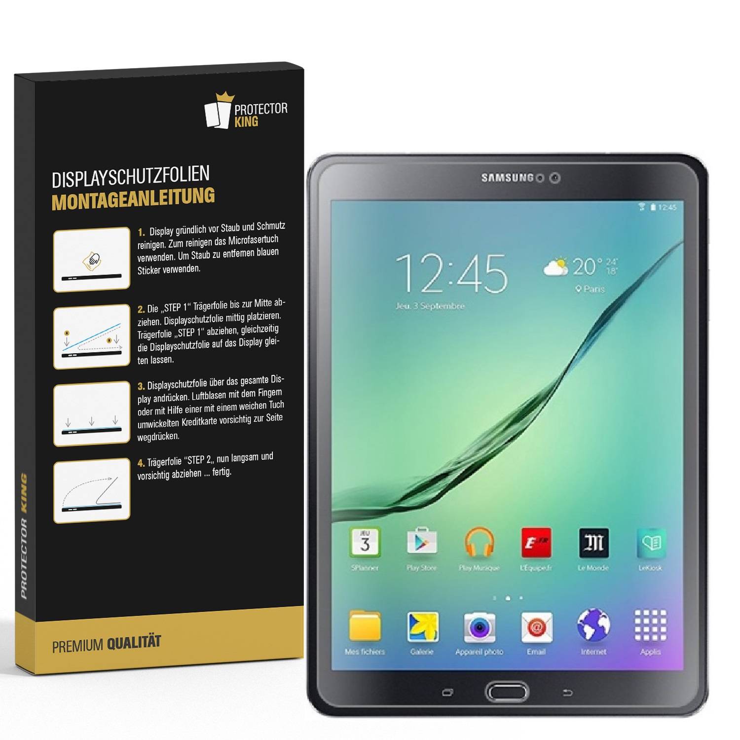 1x Panzerfolie für Samsung Galaxy Tab S2 9.7 ANTI-SCHOCK Displayschutzfolie KLAR