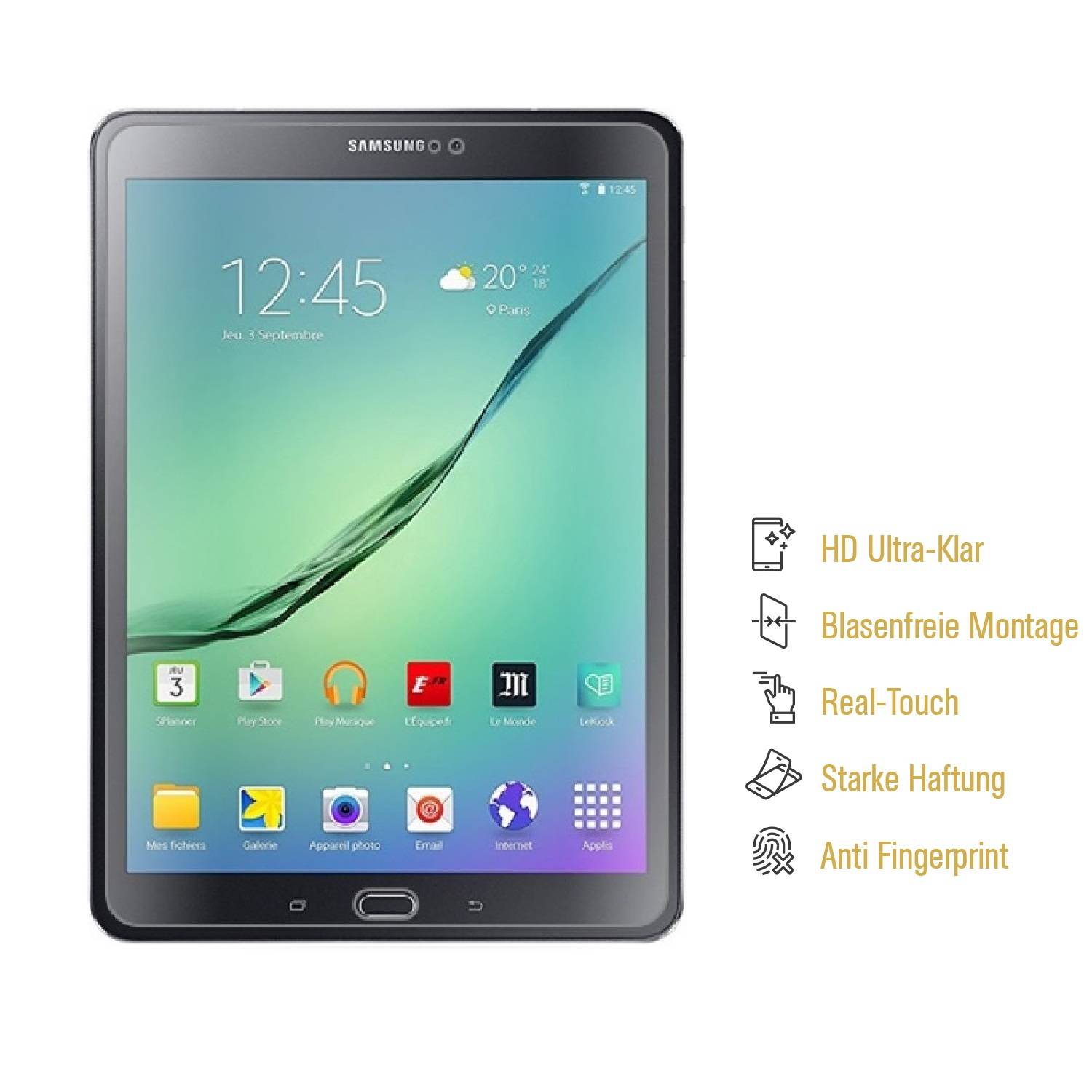 2x Displayschutzfolie für Samsung Galaxy Tab A 8.0 Displayfolie HD KLAR