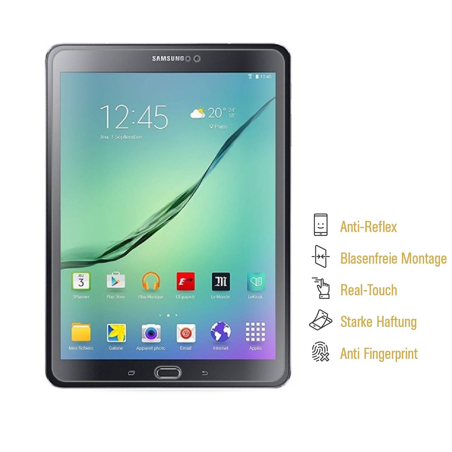 4x Displayschutzfolie für Samsung Galaxy Tab A 8.0 ANTI-REFLEX Displayfolie MATT