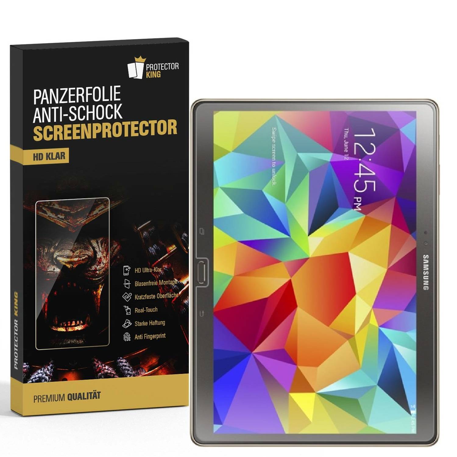 2x Panzerfolie für Samsung Galaxy Tab S 10.5 ANTI-SCHOCK Displayschutzfolie KLAR