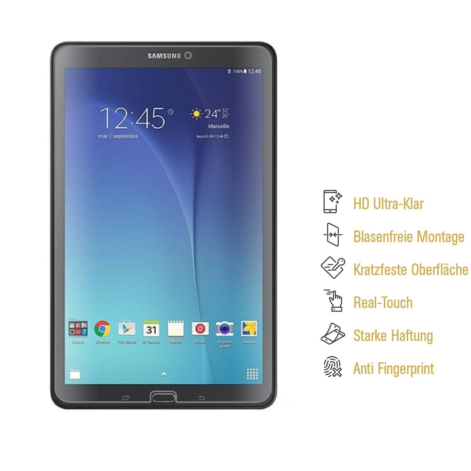 3x Panzerfolie für Samsung Galaxy Tab E 9.6 ANTI-SCHOCK Displayschutzfolie KLAR