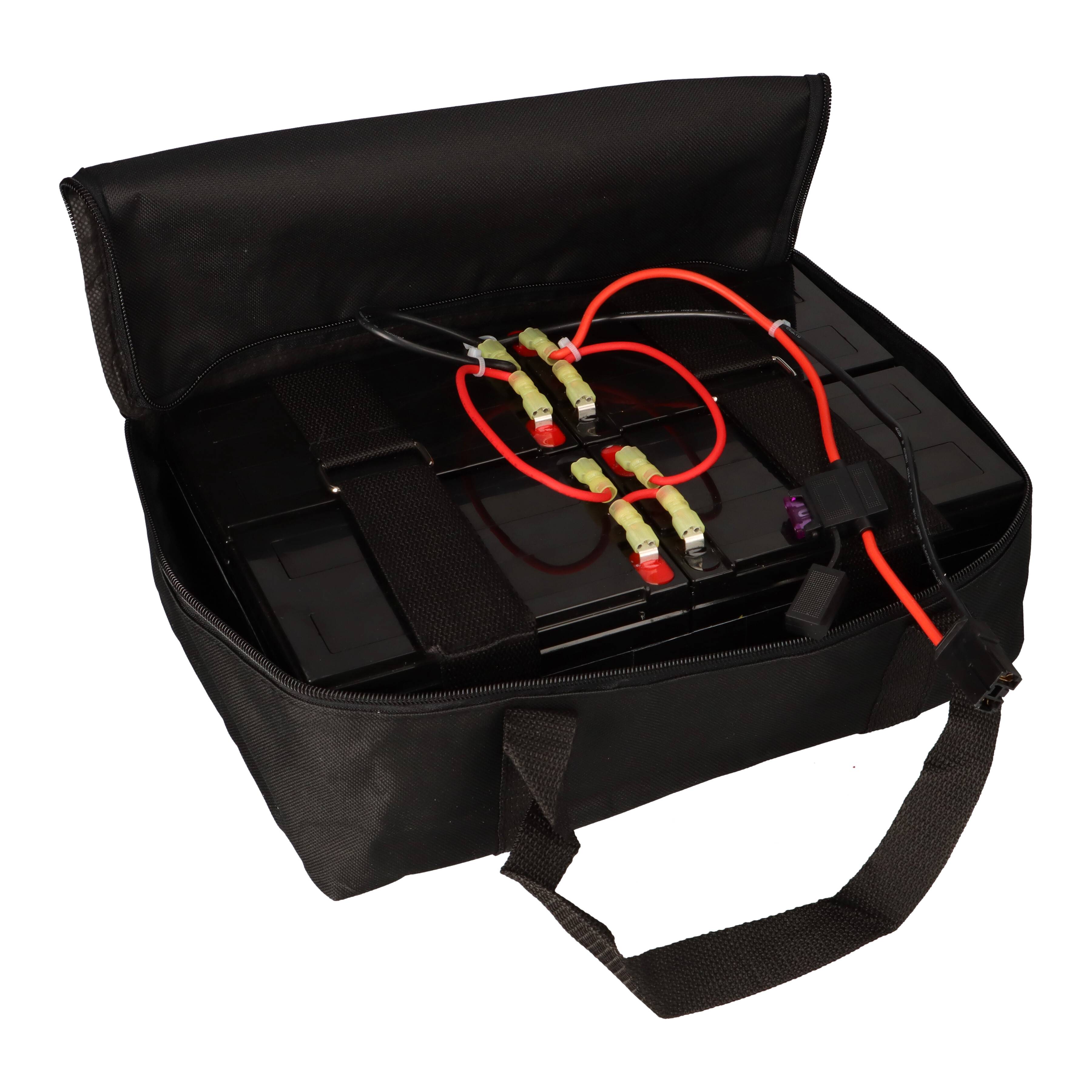 Akkusatz für Mach1 48V Akkupack Elektro Scooter 4x 12Volt 15Ah Akku + Tasche Plug & Play MP