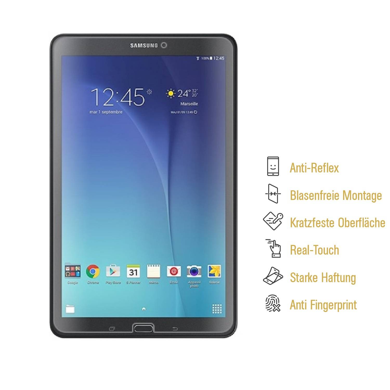 1x Panzerfolie für Samsung Galaxy Tab E 9.6 ANTI-SCHOCK Displayschutzfolie MATT