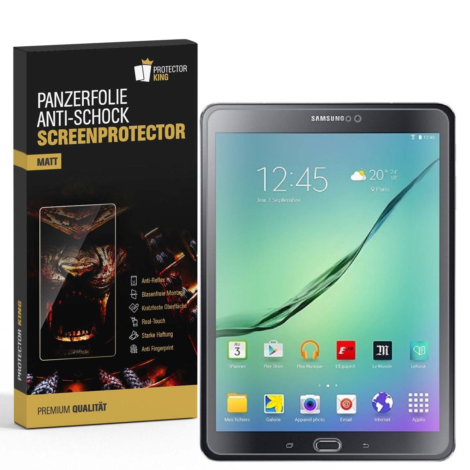 2x Panzerfolie für Samsung Galaxy Tab A 9.7 ANTI-SCHOCK Displayschutzfolie MATT