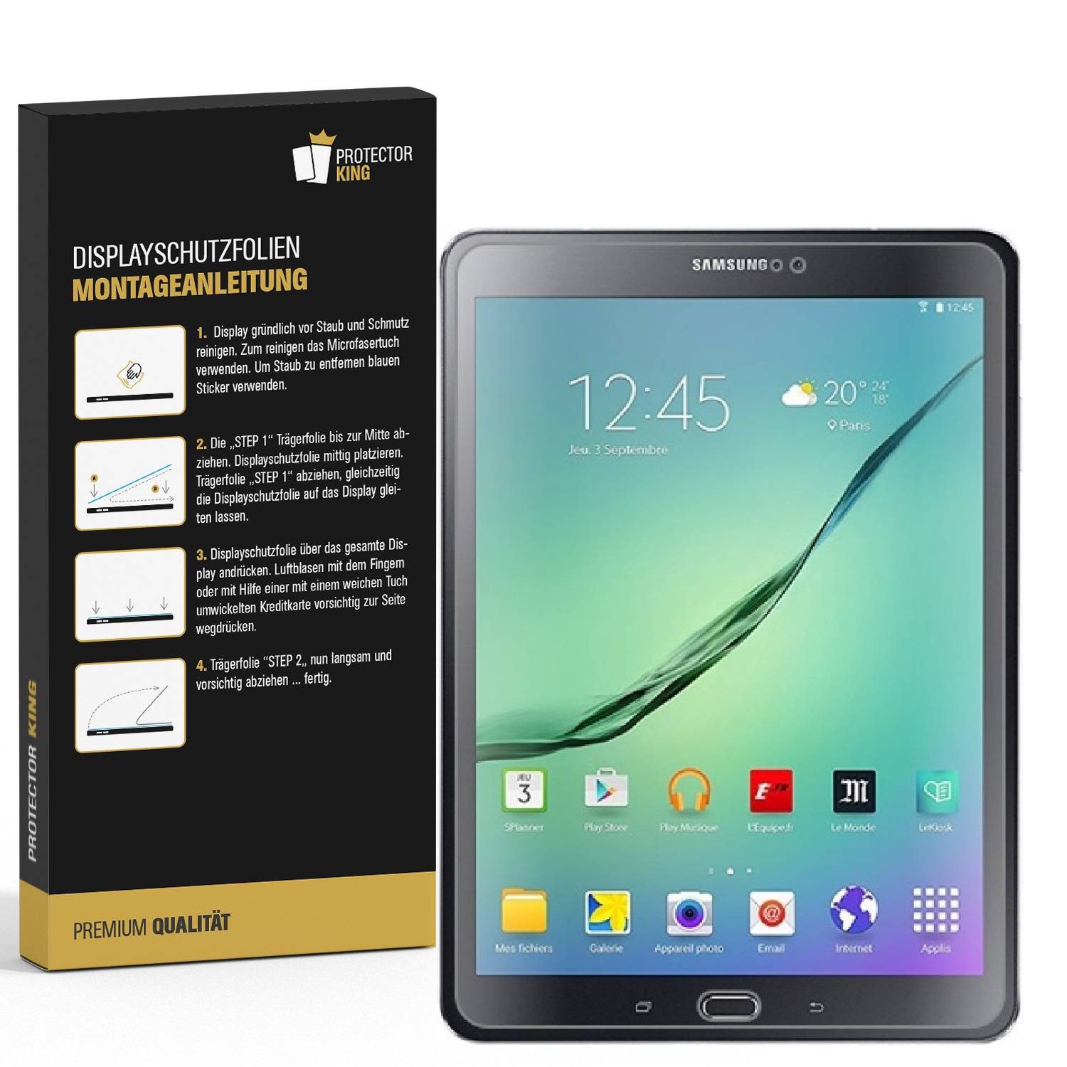 1x Panzerfolie für Samsung Galaxy Tab A 9.7 ANTI-SCHOCK Displayschutzfolie MATT