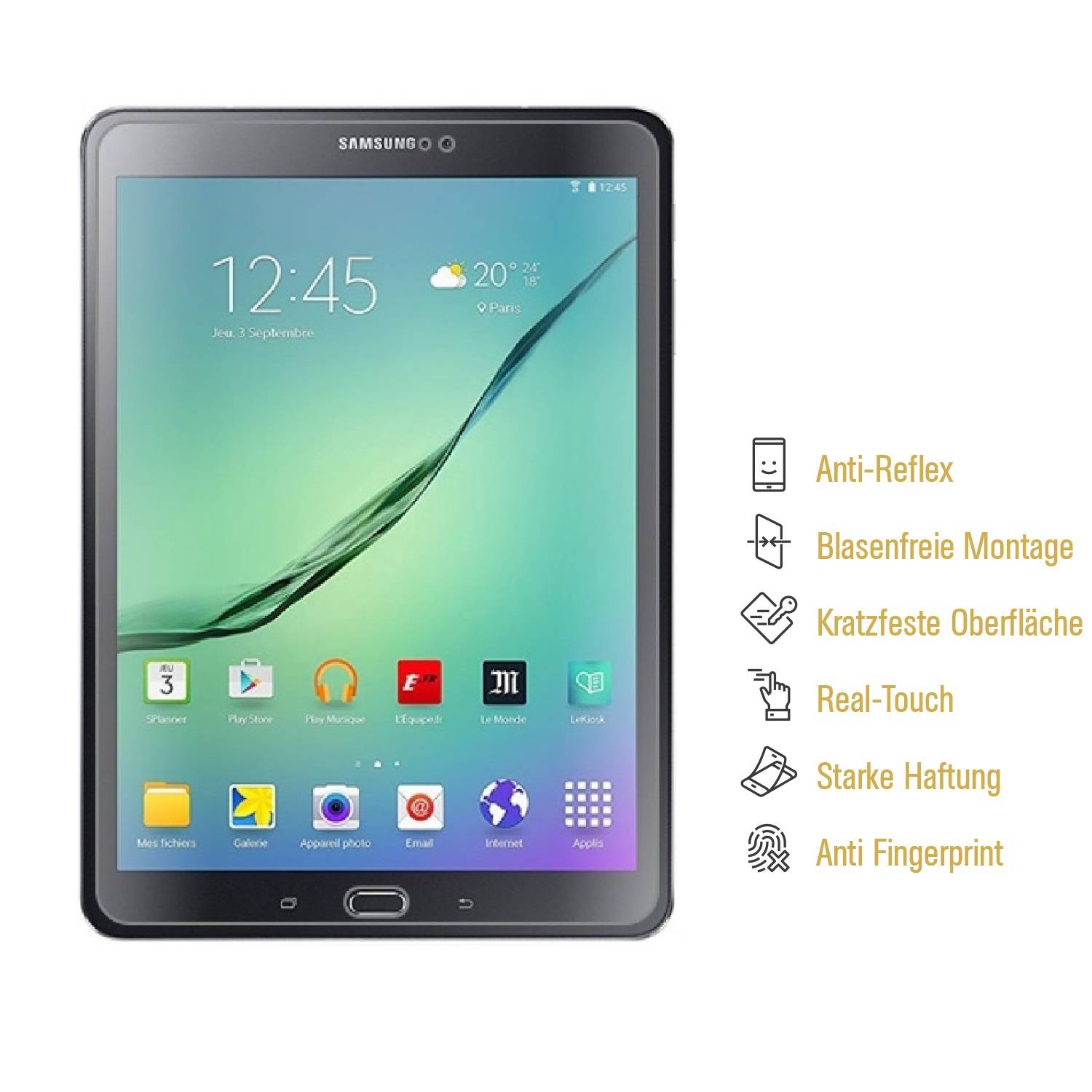 1x Panzerfolie für Samsung Galaxy Tab A 9.7 ANTI-SCHOCK Displayschutzfolie MATT