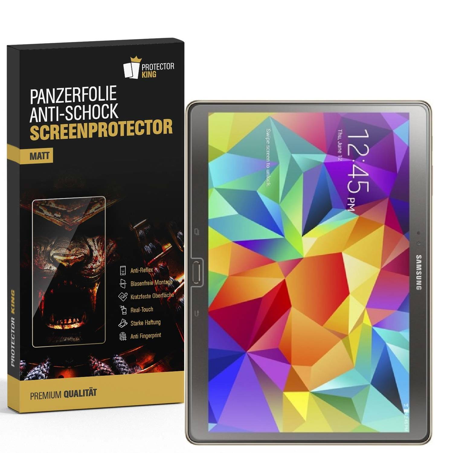 3x Panzerfolie für Samsung Galaxy Tab S 10.5 ANTI-SCHOCK Displayschutzfolie MATT