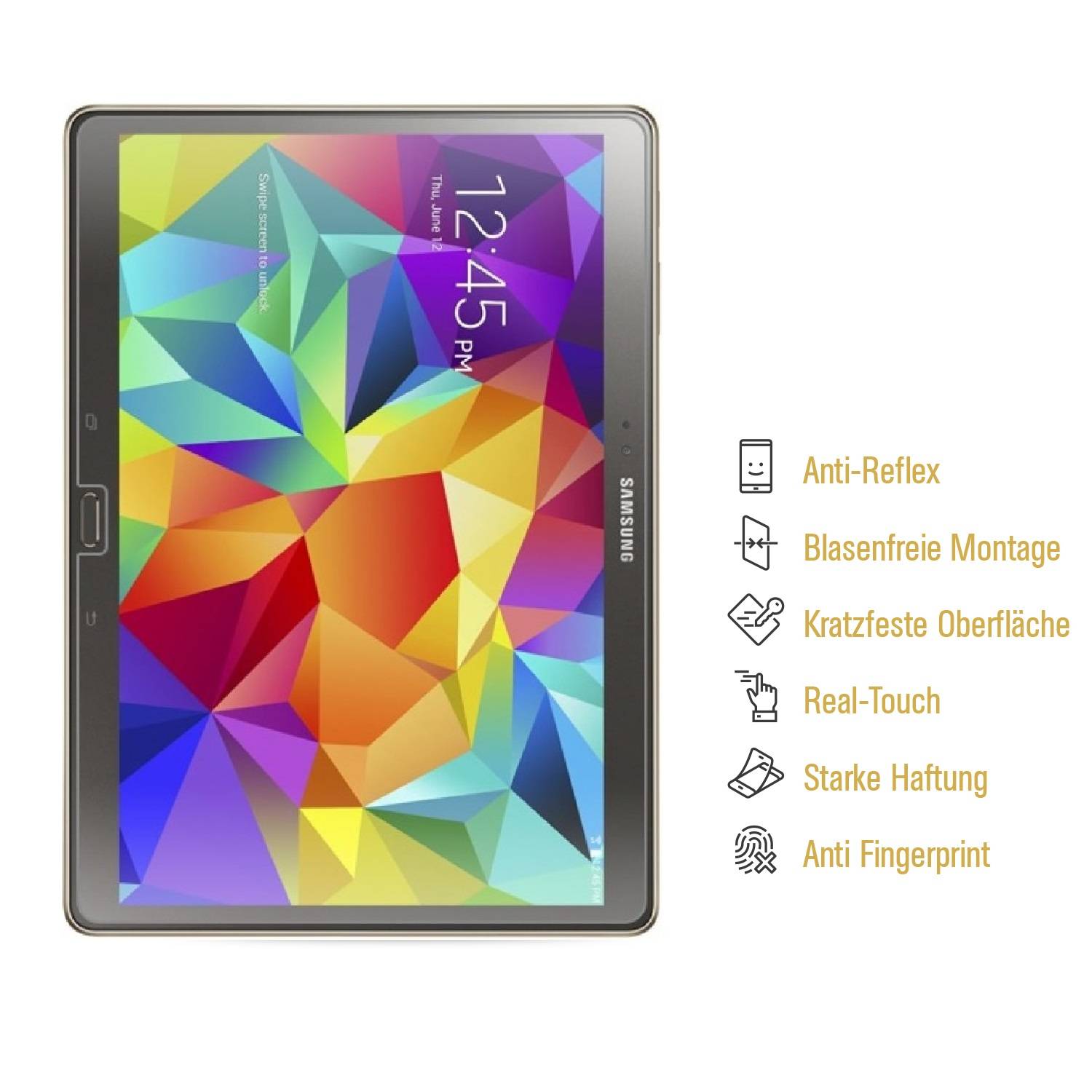 3x Panzerfolie für Samsung Galaxy Tab S 10.5 ANTI-SCHOCK Displayschutzfolie MATT