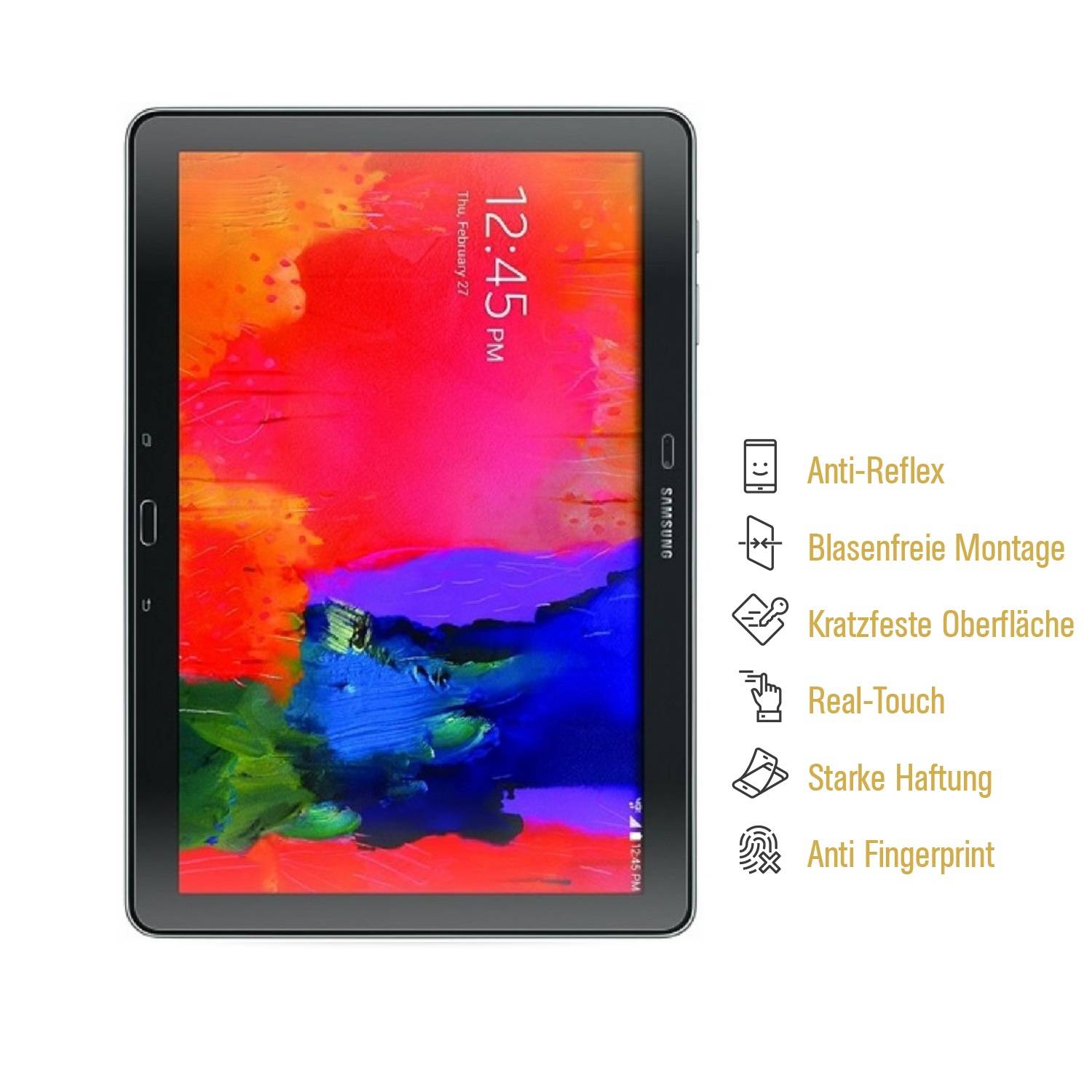 2x Panzerfolie für Samsung Galaxy Note Pro 12.2 ANTI-SCHOCK Displayschutz MATT