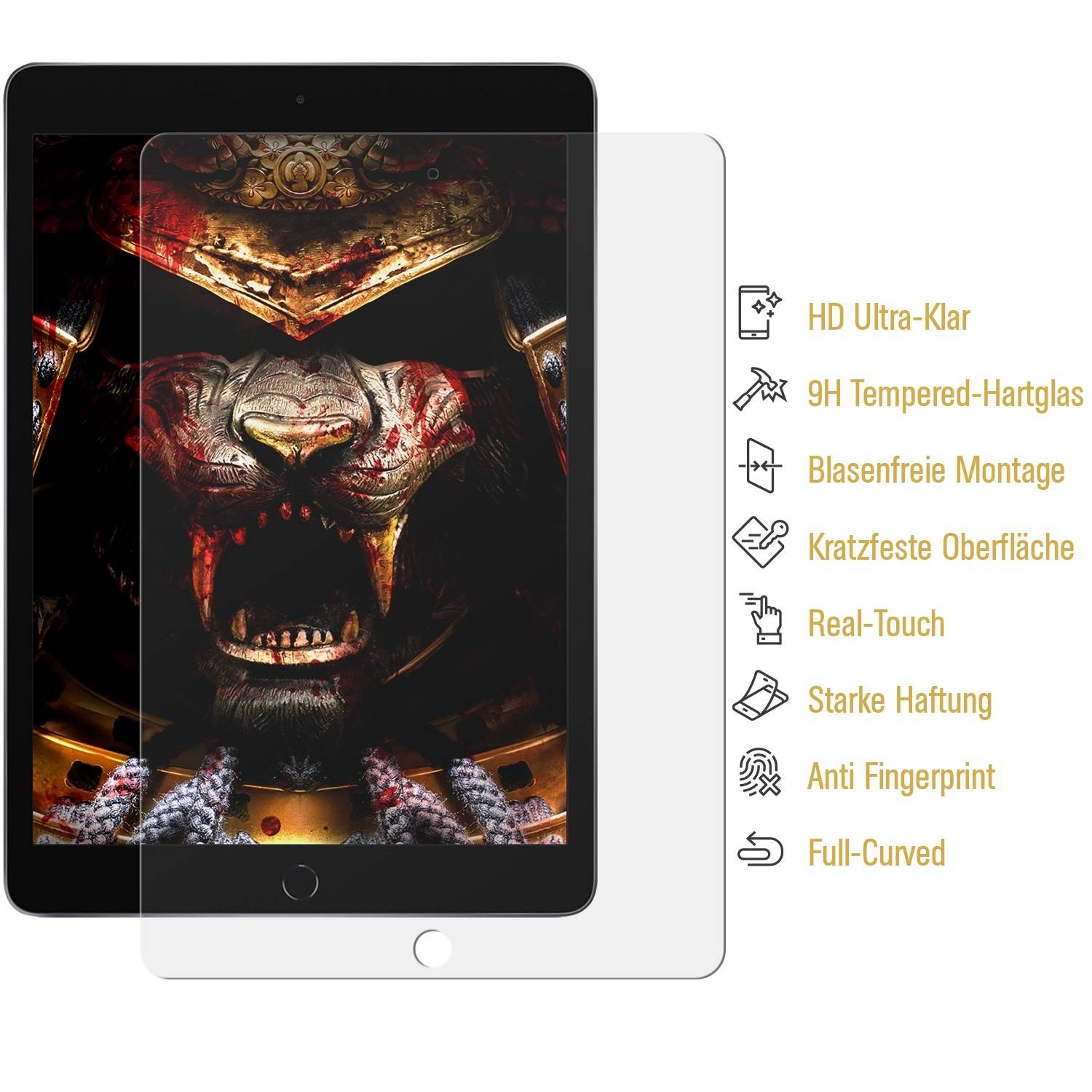 1x 9H Panzerglas für iPad 10.2 7 / 8 / 9 Generation 3D klar Displayschutz Schutzglas Schutzfolie Tempered Hartglas Screen-Protector