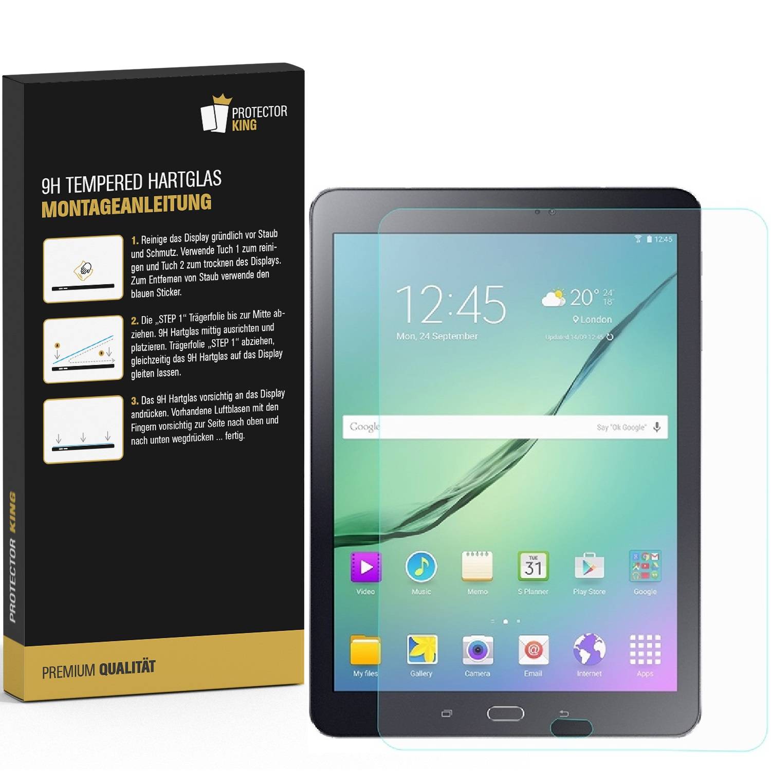 1x 9H Hartglas für Samsung Galaxy Tab S2 9.7 Panzerfolie Displayschutz KLAR Panzerglas Schutzfolie Schutzglas