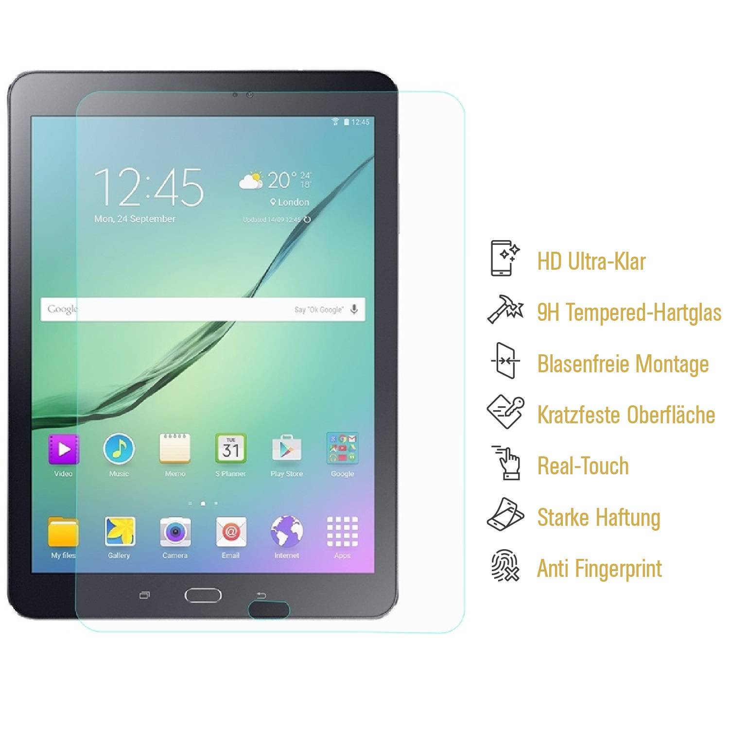 4x 9H Hartglas für Samsung Galaxy Tab S2 9.7 Panzerfolie Displayschutz KLAR Panzerglas Schutzfolie Schutzglas