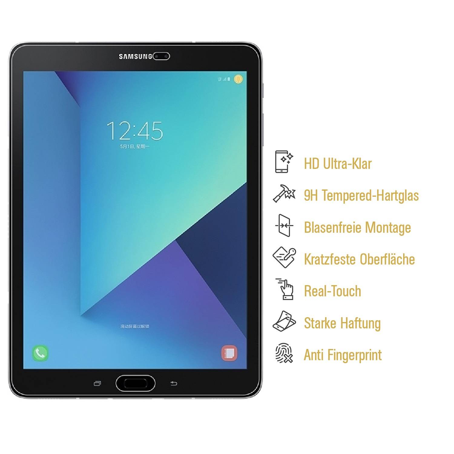 2x 9H Hartglas für Samsung Galaxy Tab S3 9.7 Panzerfolie Displayschutz KLAR Panzerglas Schutzfolie Schutzglas