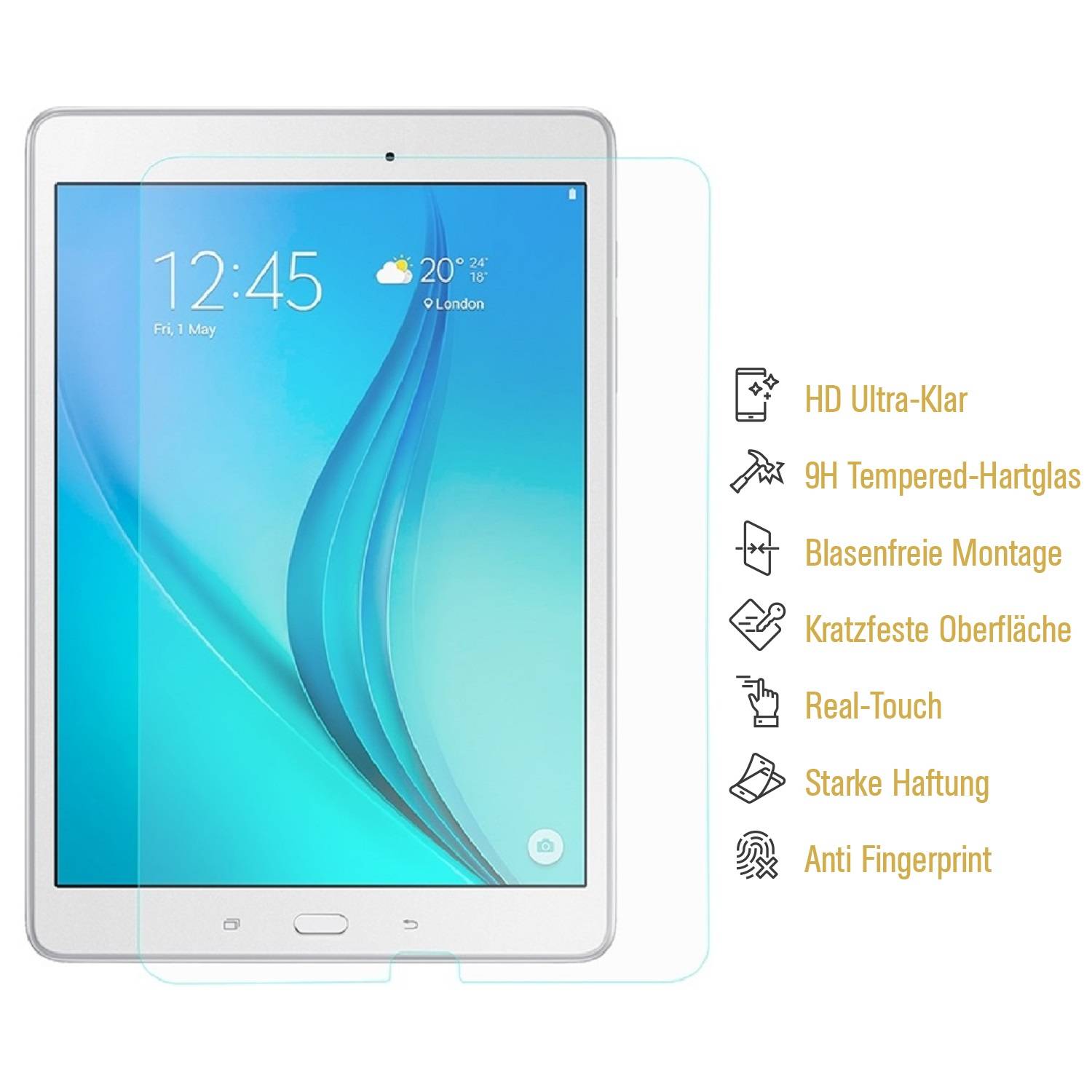 2x 9H Hartglas für Samsung Galaxy Tab E 9.6 Panzerfolie Displayschutz KLAR Panzerglas Schutzfolie Schutzglas