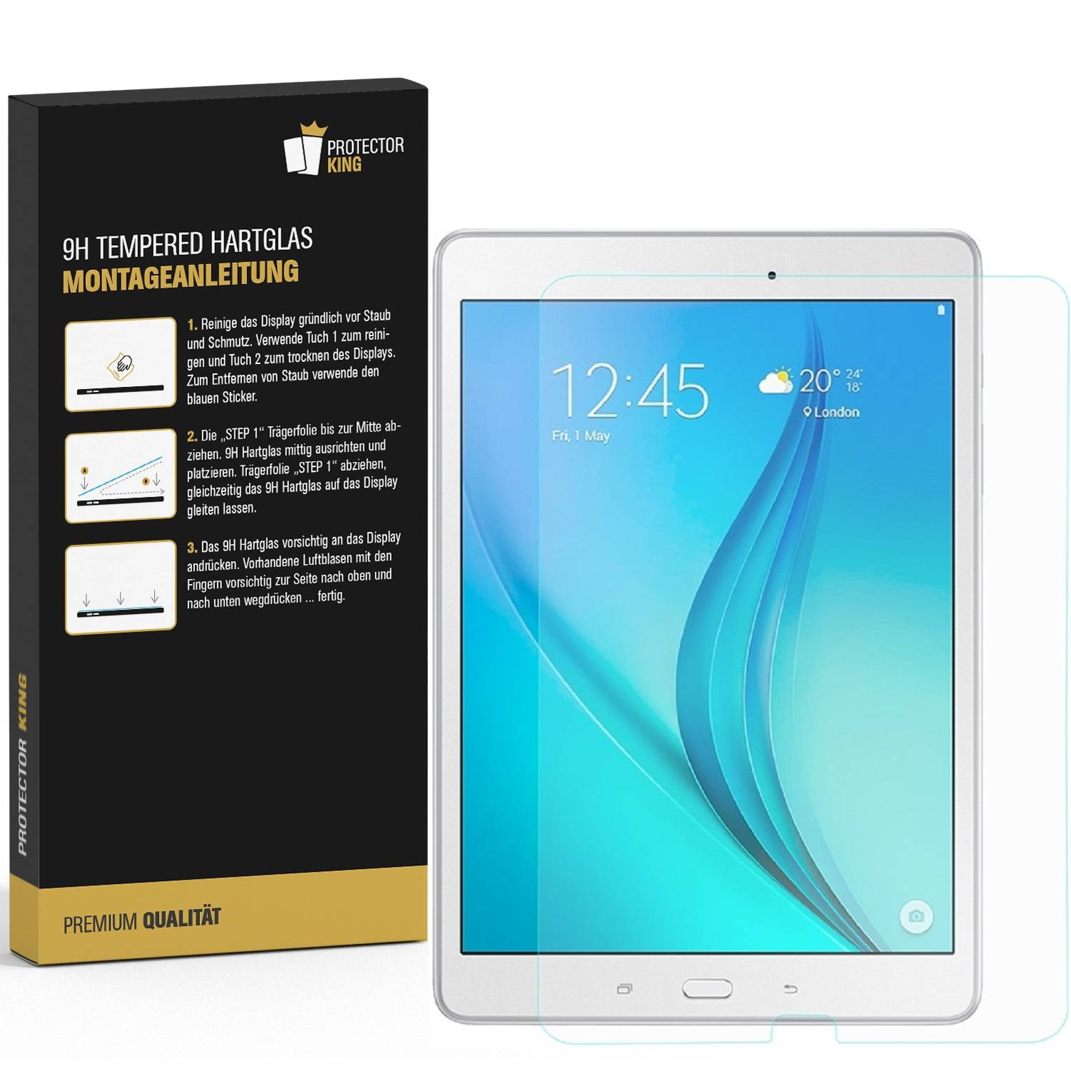 3x 9H Hartglas für Samsung Galaxy Tab E 9.6 Panzerfolie Displayschutz KLAR Panzerglas Schutzfolie Schutzglas