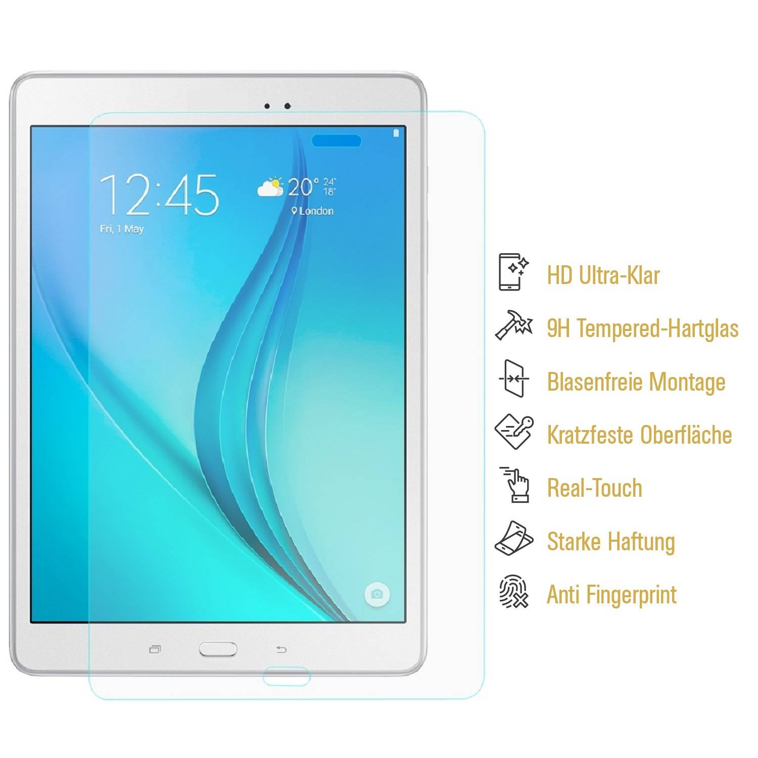 3x 9H Hartglas für Samsung Galaxy Tab A 9.7 Panzerfolie Displayschutz KLAR Panzerglas Schutzfolie Schutzglas