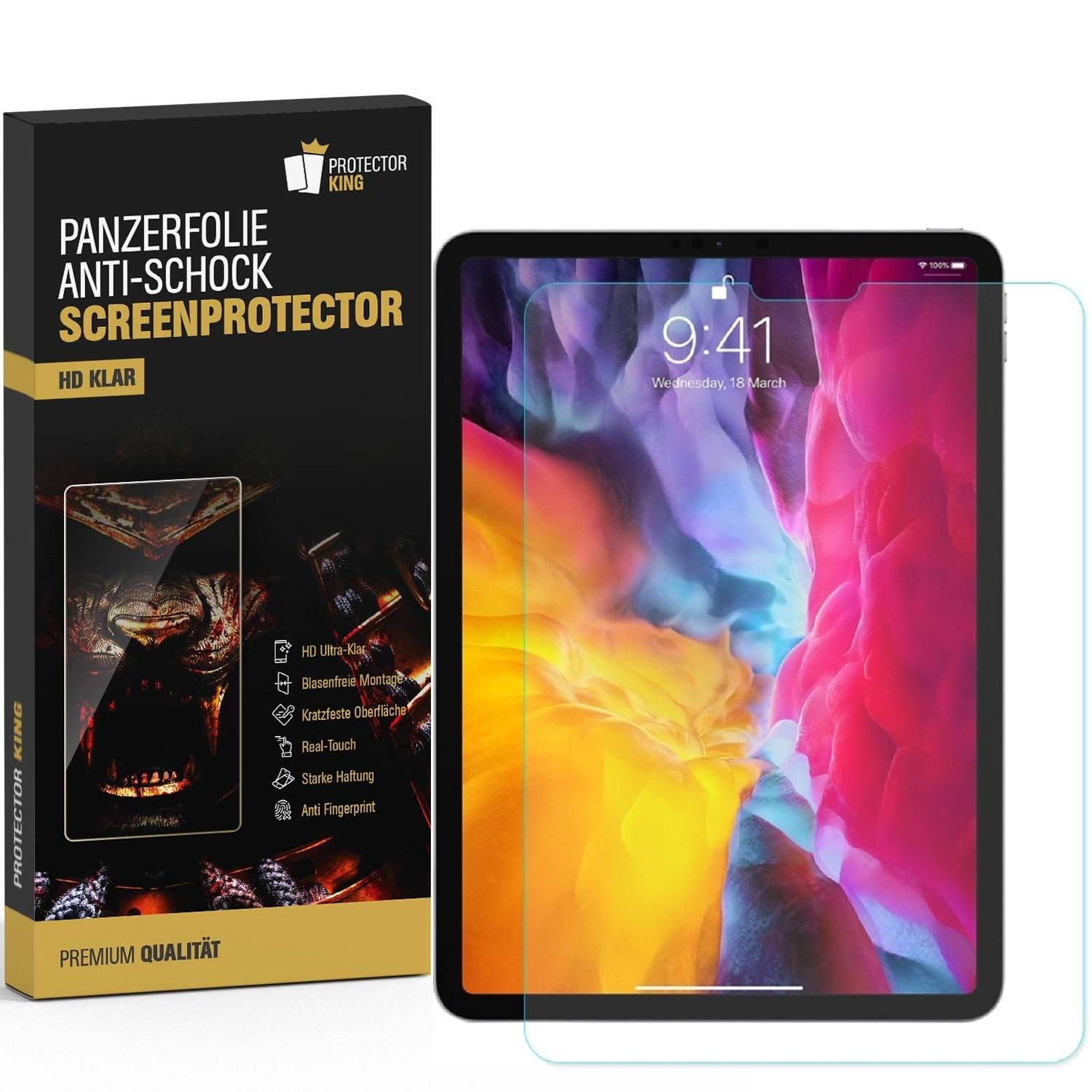 3x Panzerfolie für iPad Pro 11 10.9 (2018/2020/2021/2022) ANTI-SHOCK Displayschutz Schutzfolie HD KLAR ANTI-SHOCK/ ANTI-KRATZ/ ANTI STOSS/ ANTI