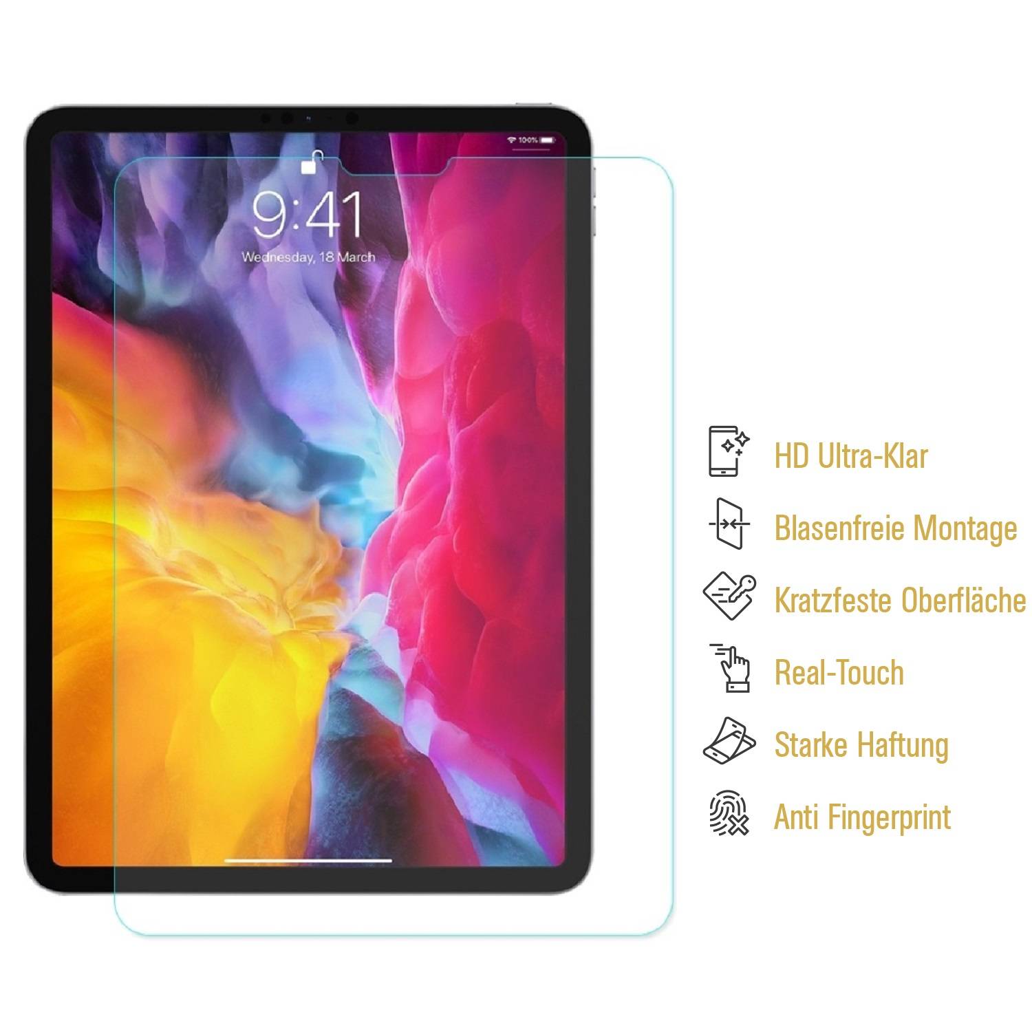 6x Panzerfolie für iPad Pro 11 10.9 (2018/2020/2021/2022) ANTI-SHOCK Displayschutz Schutzfolie HD KLAR ANTI-SHOCK/ ANTI-KRATZ/ ANTI STOSS/ ANTI