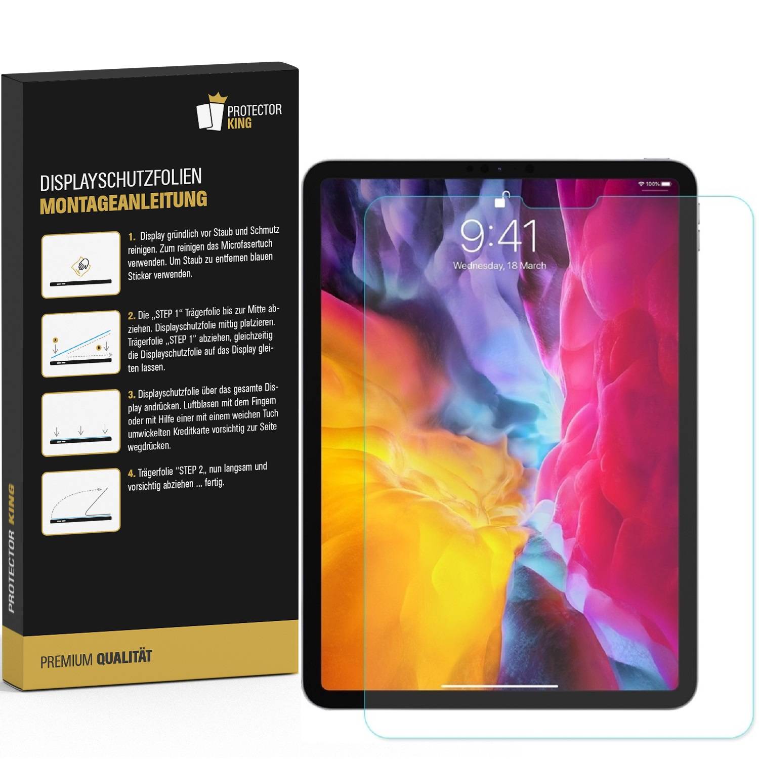 4x Panzerfolie für iPad Pro 11 10.9 (2018 2019 2020 2021 2022) Displayschutz Schutzfolie MATT ANTI-REFLEX ENTSPIEGELT NANO ANTI-SHOCK ANTI-SHOCK/