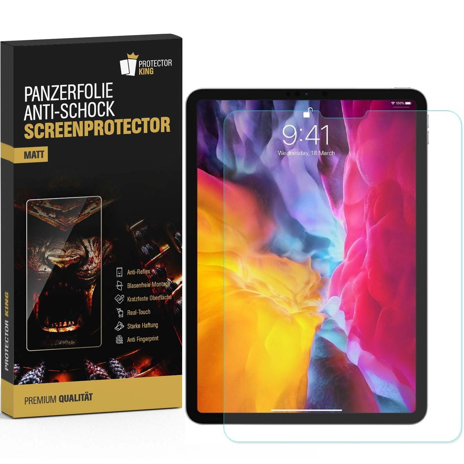 3x Panzerfolie für iPad Pro 11 10.9 (2018 2019 2020 2021 2022) Displayschutz Schutzfolie MATT ANTI-REFLEX ENTSPIEGELT NANO ANTI-SHOCK ANTI-SHOCK/