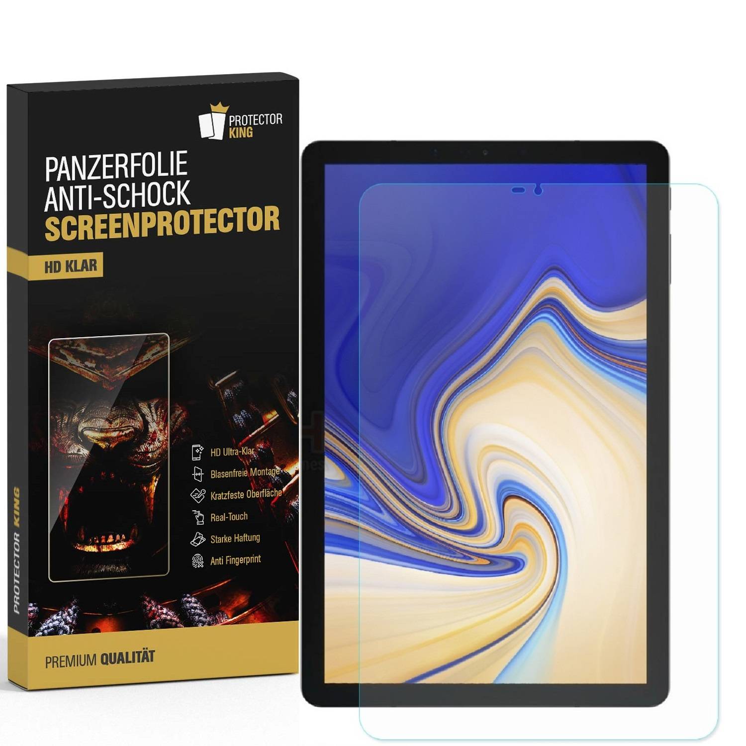 4x Panzerfolie für Samsung Galaxy Tab S4 10.5 ANTISCHOCK Displayschutzfolie KLAR