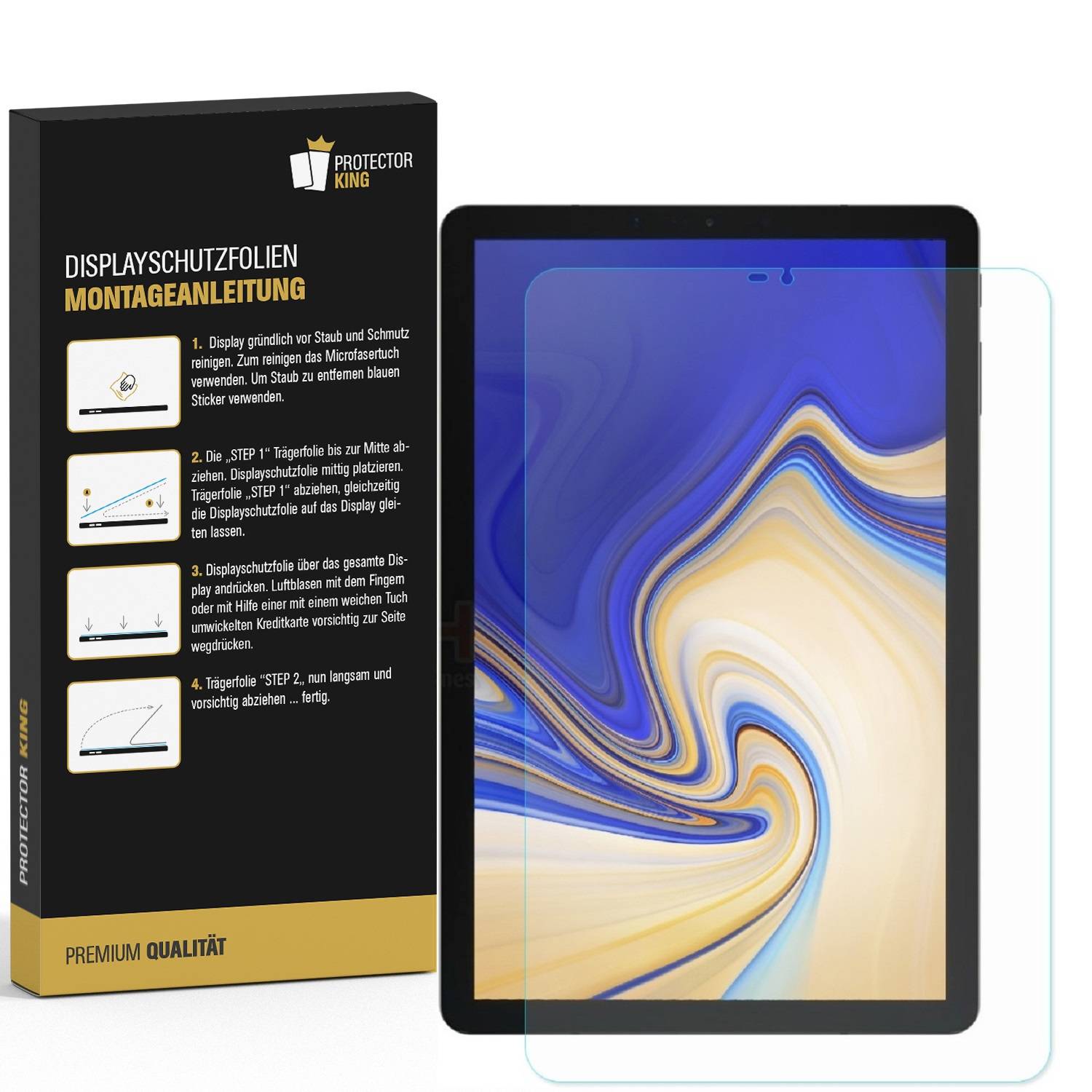 4x Panzerfolie für Samsung Galaxy Tab S4 10.5 ANTISCHOCK Displayschutzfolie KLAR