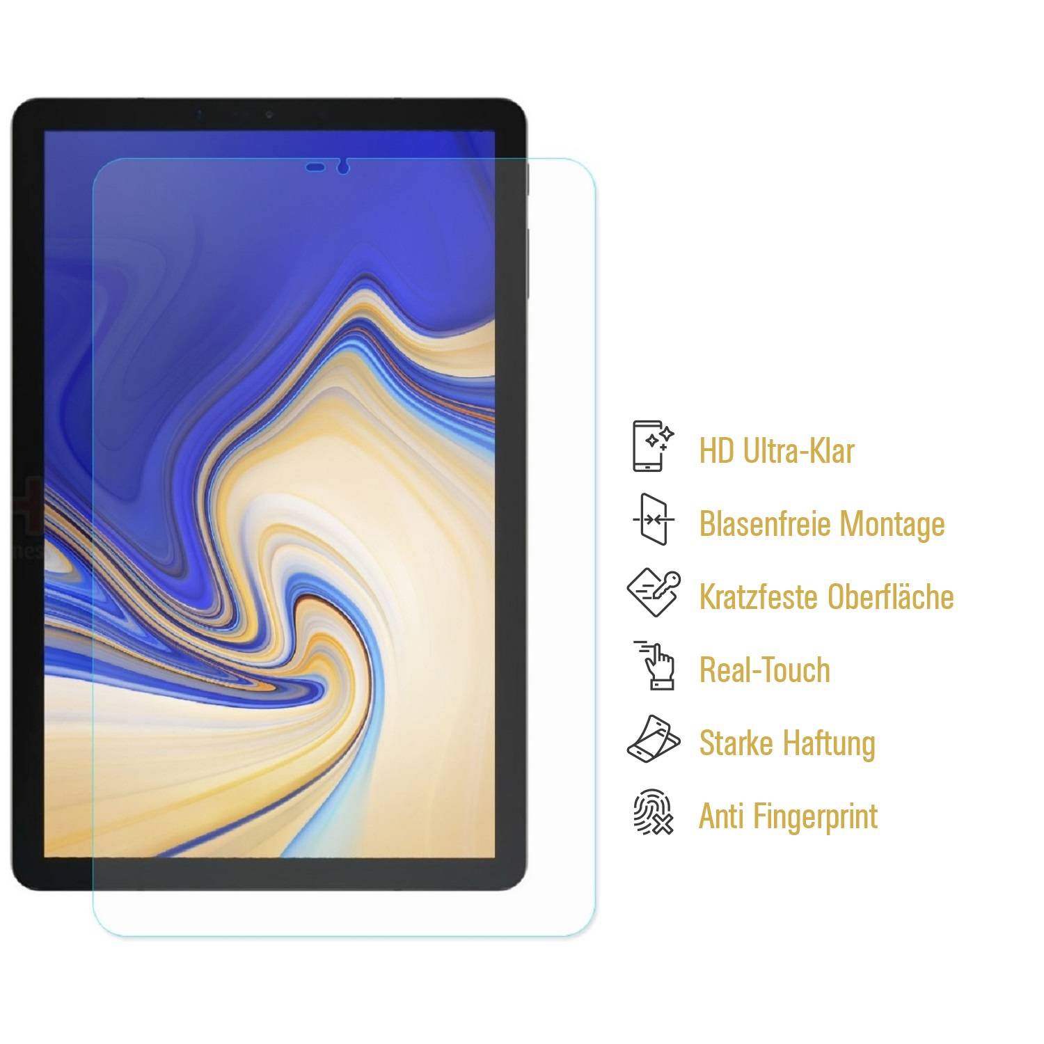 1x Panzerfolie für Samsung Galaxy Tab S4 10.5 ANTISCHOCK Displayschutzfolie KLAR