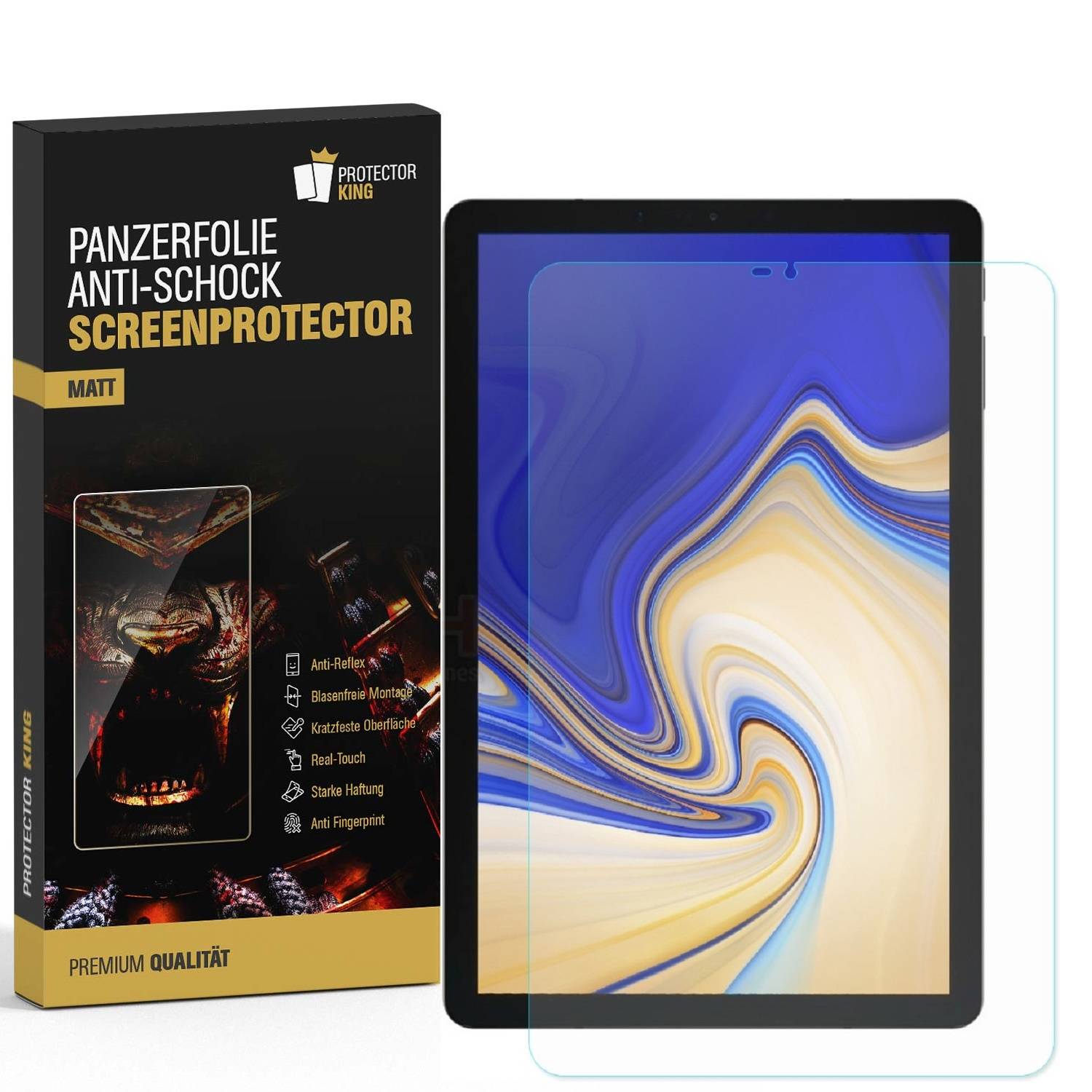 4x Panzerfolie für Samsung Galaxy Tab S4 10.5 ANTISCHOCK Displayschutzfolie MATT