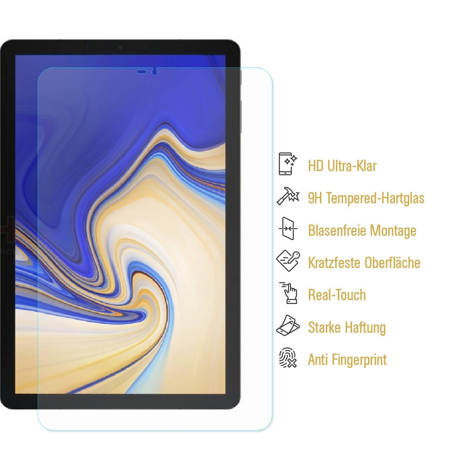 4x 9H Hartglas für Samsung Galaxy Tab S4 10.5 Panzerfolie Displayschutz KLAR Panzerglas Schutzglas Schutzfolie