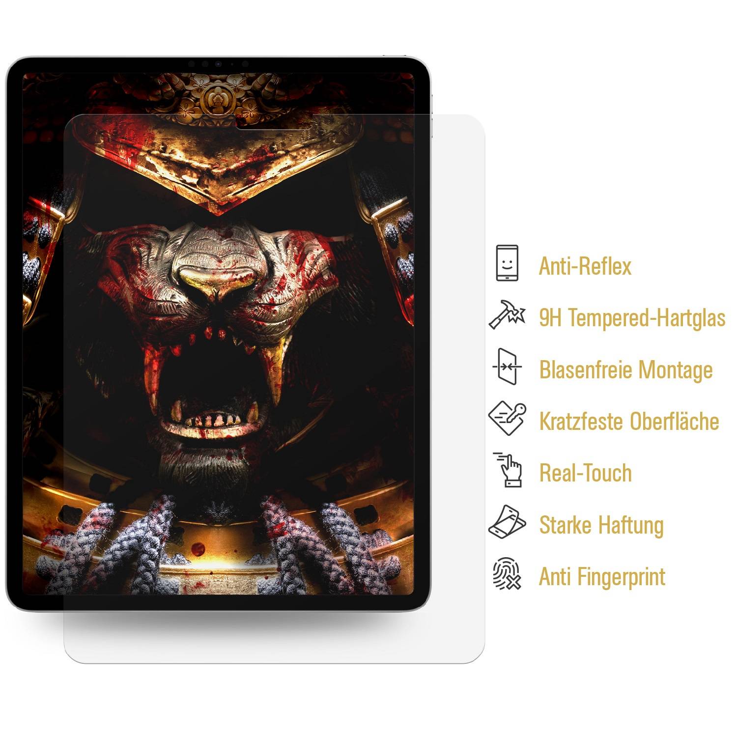1x 9H Panzerglas für iPad Pro 12.9 (2018/2019/2020/2021/2022) Displayschutz Schutzglas Matt Panzerfolie Displayglas Schutzfolie Glasfolie echtes