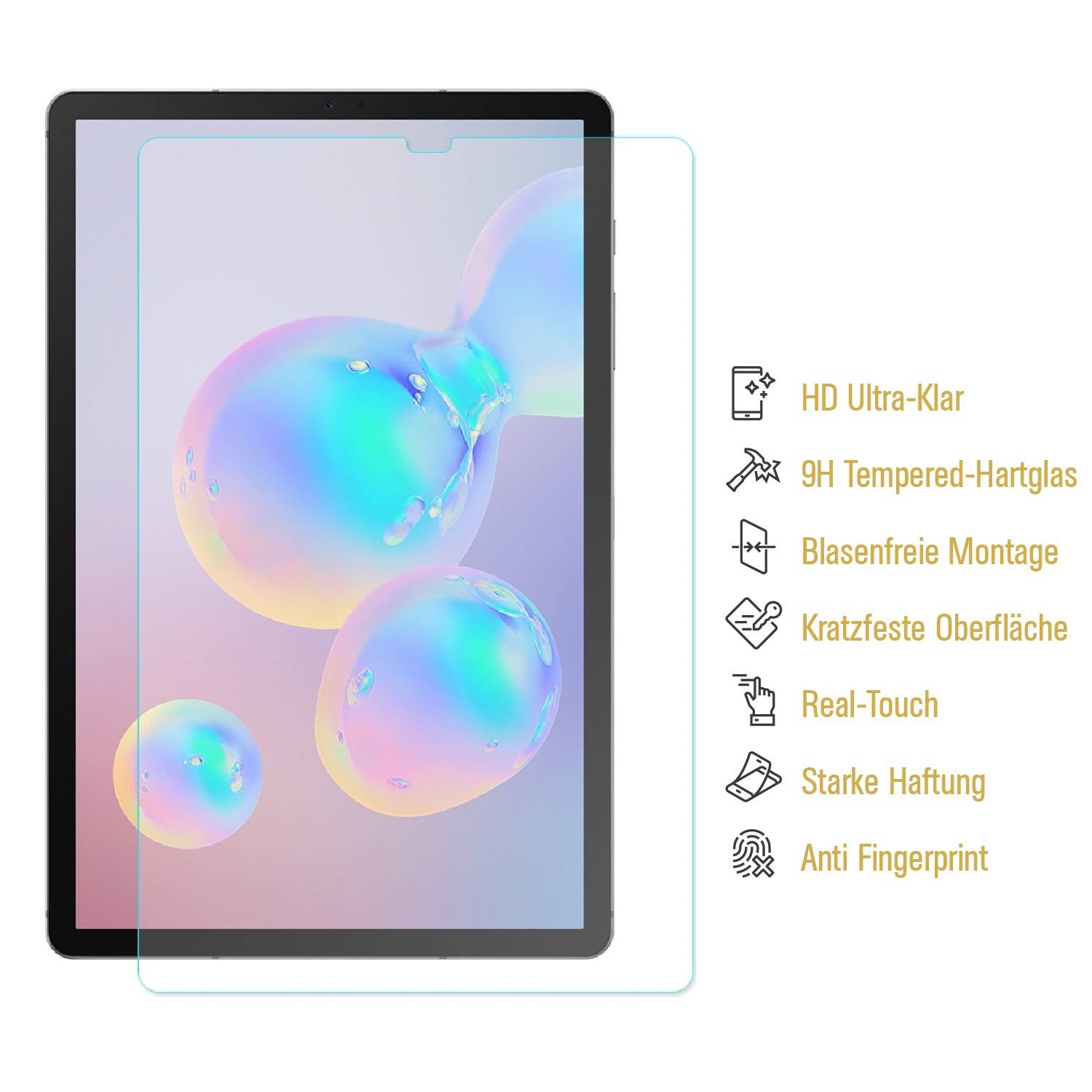 1x 9H Panzerglas für Samsung Galaxy Tab S5e Displayschutz Schutzglas Panzerfolie Schutzfolie Displayglas Hartglas echtes Tempered Sicherheitsglas