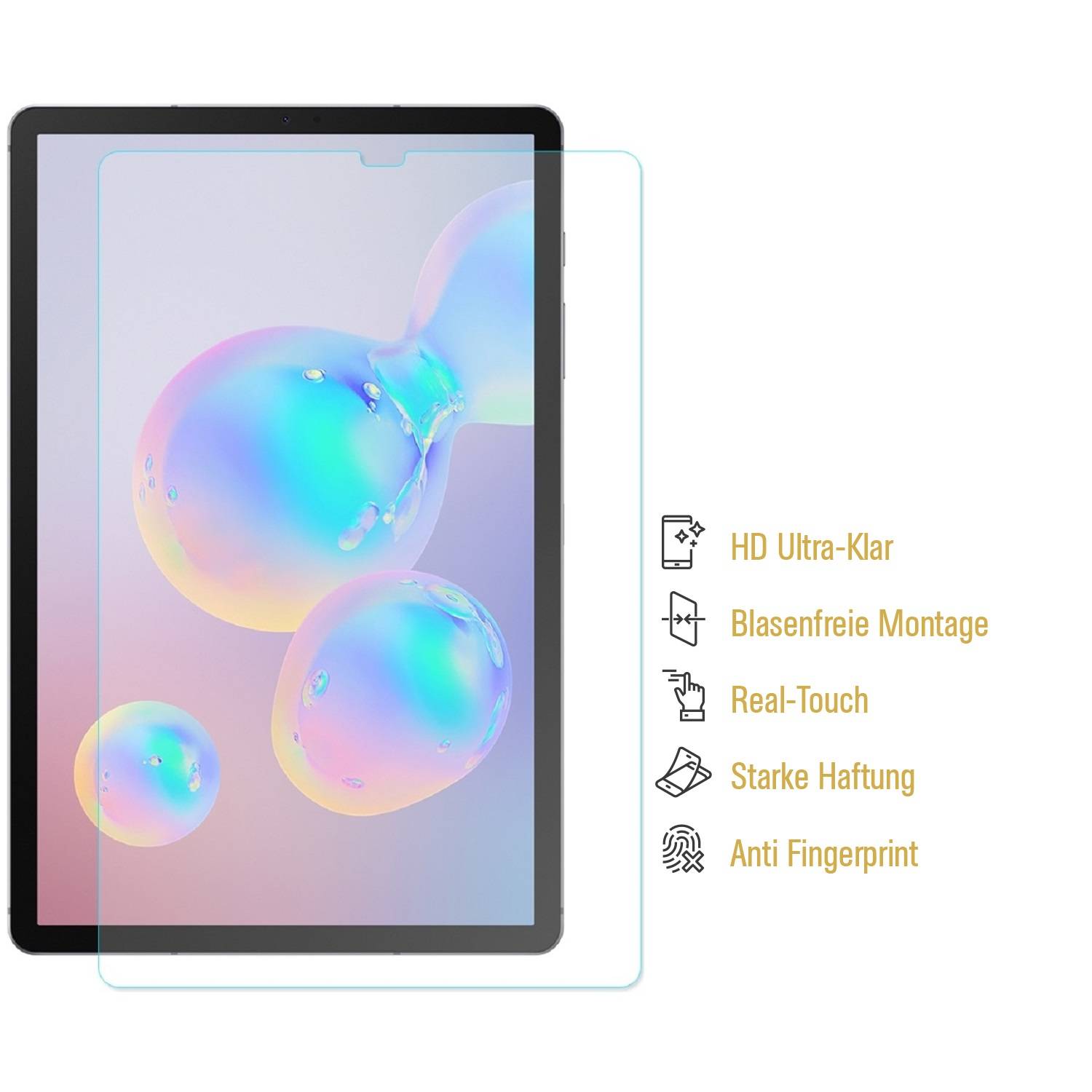 4x Premium Schutzfolie für Samsung Galaxy Tab S6 Displayschutzfolie Displayfolie HD KLAR