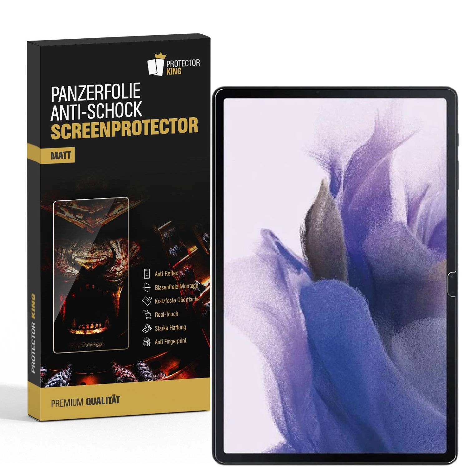 3x Panzerfolie für Samsung Galaxy Tab S7 Plus Displayschutz MATT Schutzfolie PET Panzerglas Kunststoff Schutzglas