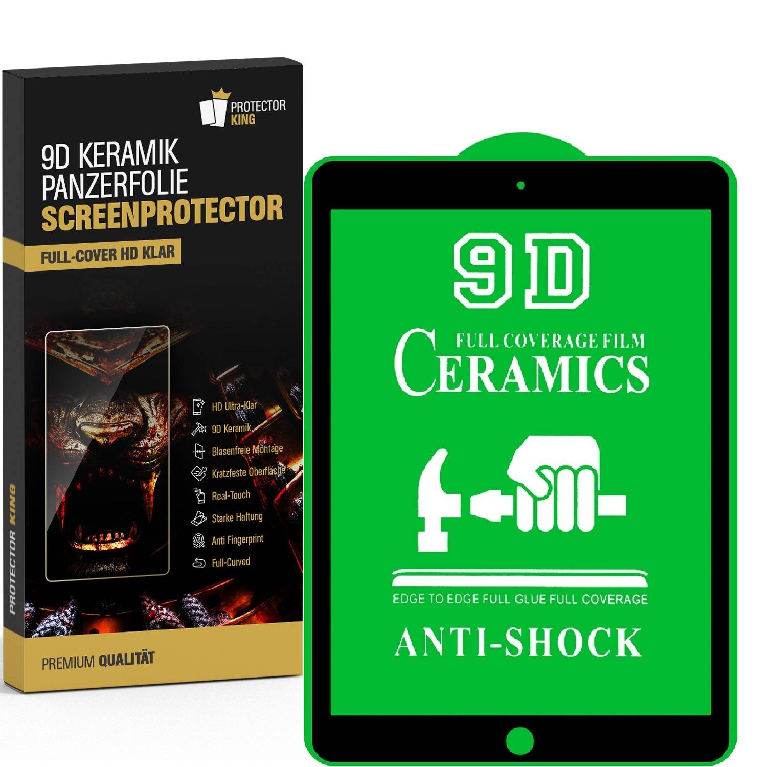 4x Keramik-Glass für iPad 10.2 2019 2020 2022 3D klar Displayschutz Schutzfolie Panzerglas Schutzglas Screen-Protector