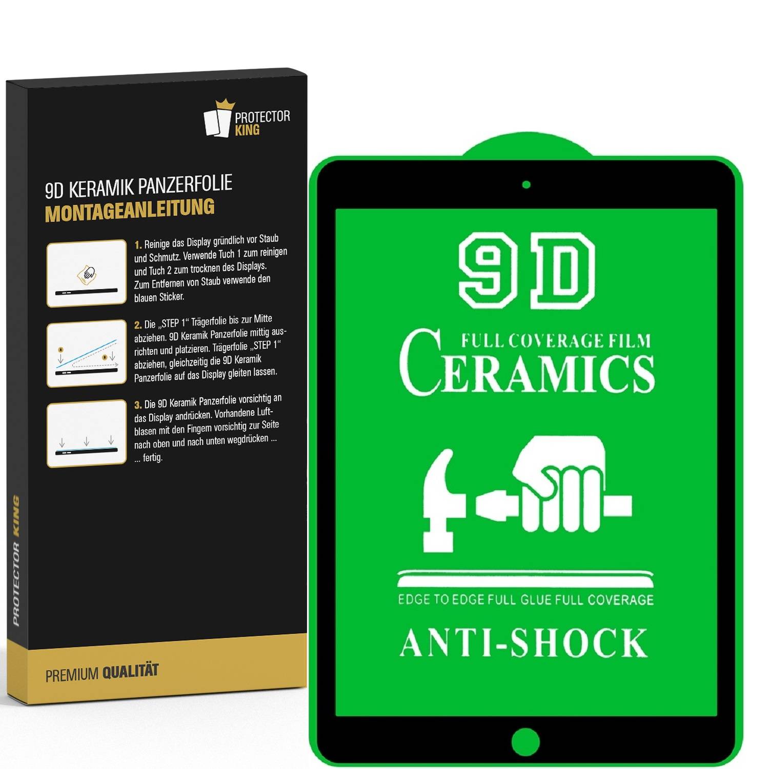4x Keramik-Glass für iPad 10.2 2019 2020 2022 3D klar Displayschutz Schutzfolie Panzerglas Schutzglas Screen-Protector