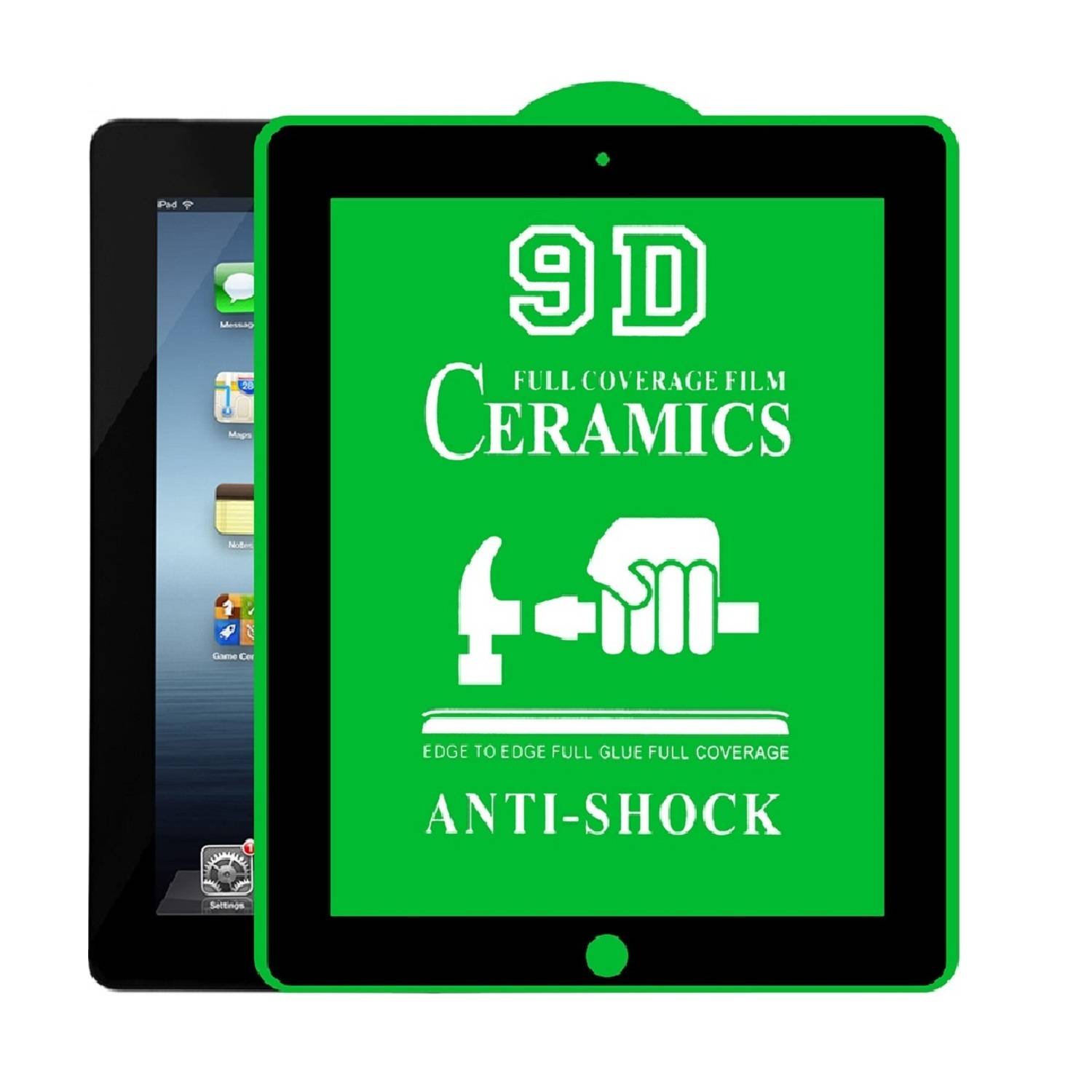 4x 9D Keramik-Glass für Apple iPad 3 FULL COVER 3D KLAR Panzerfolie Displayschutz Schutzfolie Ceramic Screen-Protector