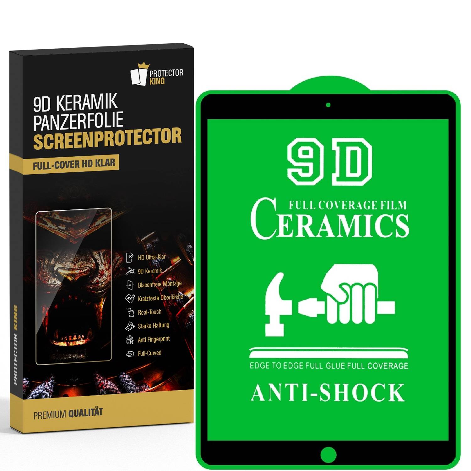 4x 9D Keramik-Glass für Apple iPad Pro 10.5 FULL COVER 3D KLAR Panzerfolie Displayschutz Schutzfolie Ceramic Screen-Protector