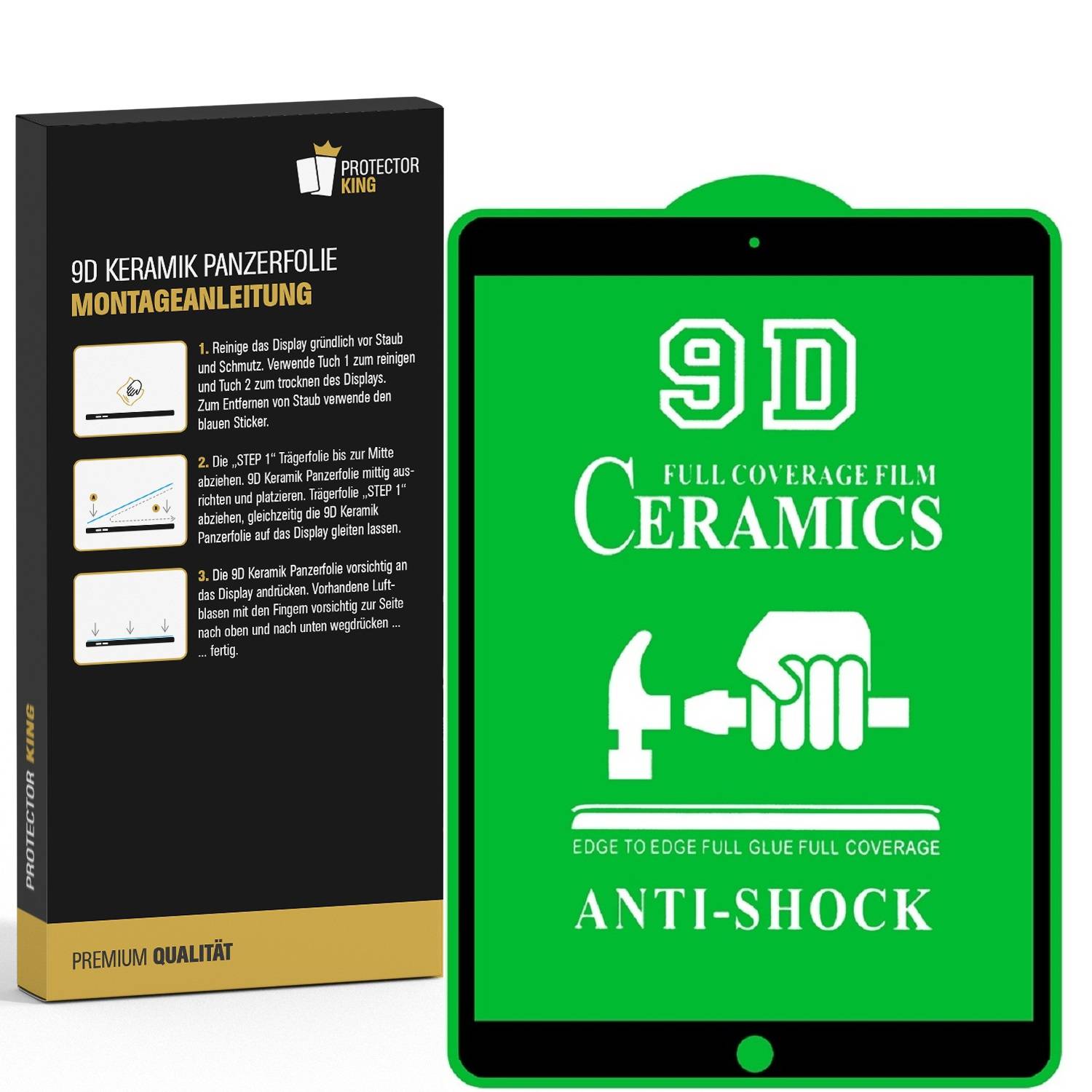 1x 9D Keramik-Glass für Apple iPad Pro 10.5 FULL COVER 3D KLAR Panzerfolie Displayschutz Schutzfolie Ceramic Screen-Protector