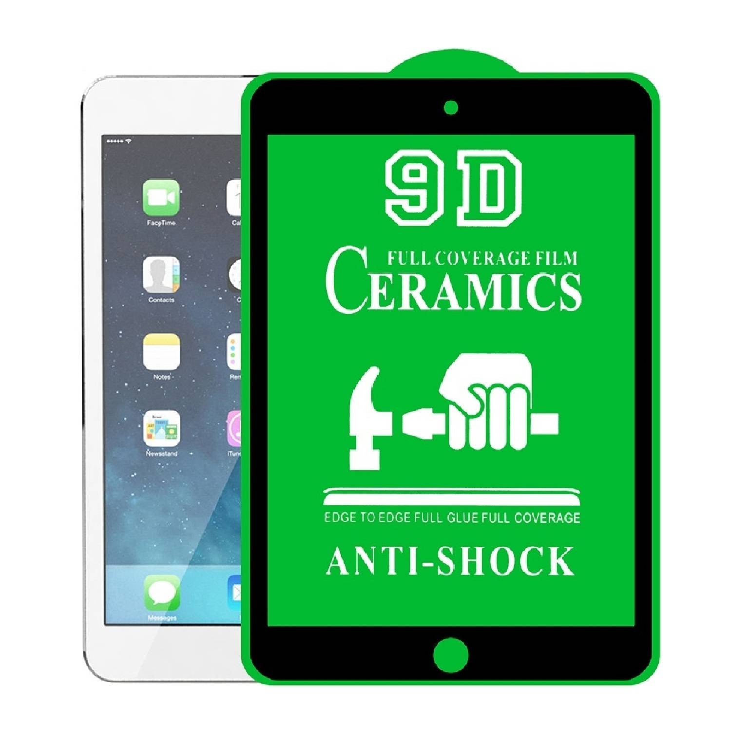 4x 9D Keramik für iPad Mini 1 FULL-COVER Panzerfolie Displayschutz Panzerschutz Schutzfolie Displayfolie Folie ANTI-SHOK ANTI-BRUCH-ANTI-STOß