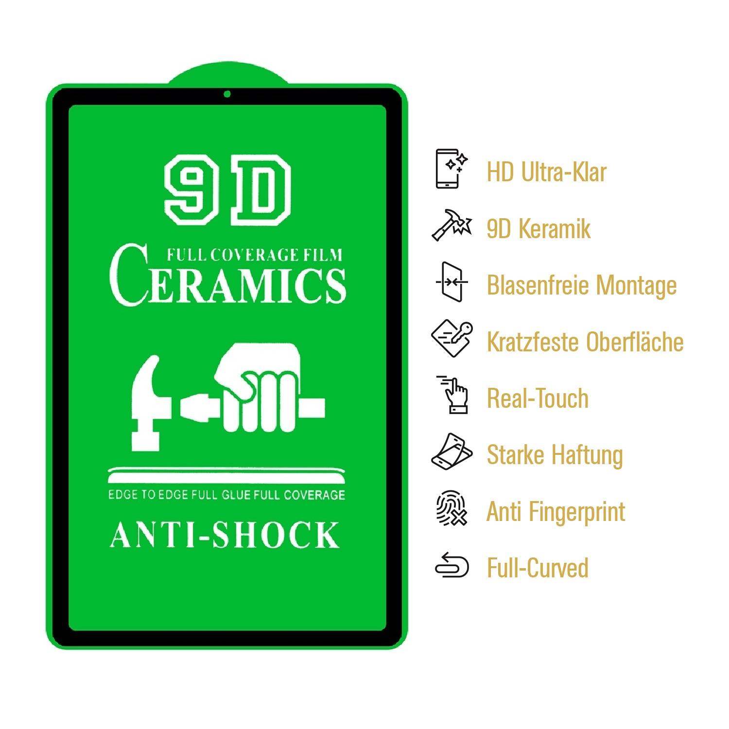 6x 9D Keramik für Samsung Galaxy Tab S6 Lite FULL-COVER Panzerfolie Displayschutz Panzerschutz Schutzfolie Displayfolie Folie ANTI-SHOK