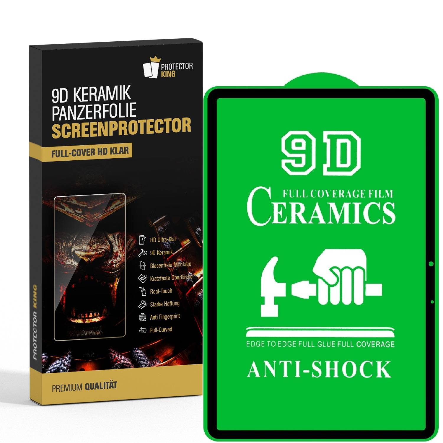 2x 9D Keramik-Glass für Samsung Galaxy Tab S7 Plus FULL COVER 3D KLAR Panzerfolie Displayschutz Schutzfolie Ceramic Screen-Protector