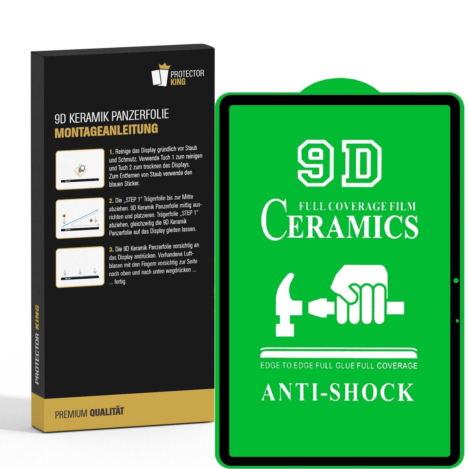 6x 9D Keramik-Glass für Samsung Galaxy Tab S7 Plus FULL COVER 3D KLAR Panzerfolie Displayschutz Schutzfolie Ceramic Screen-Protector