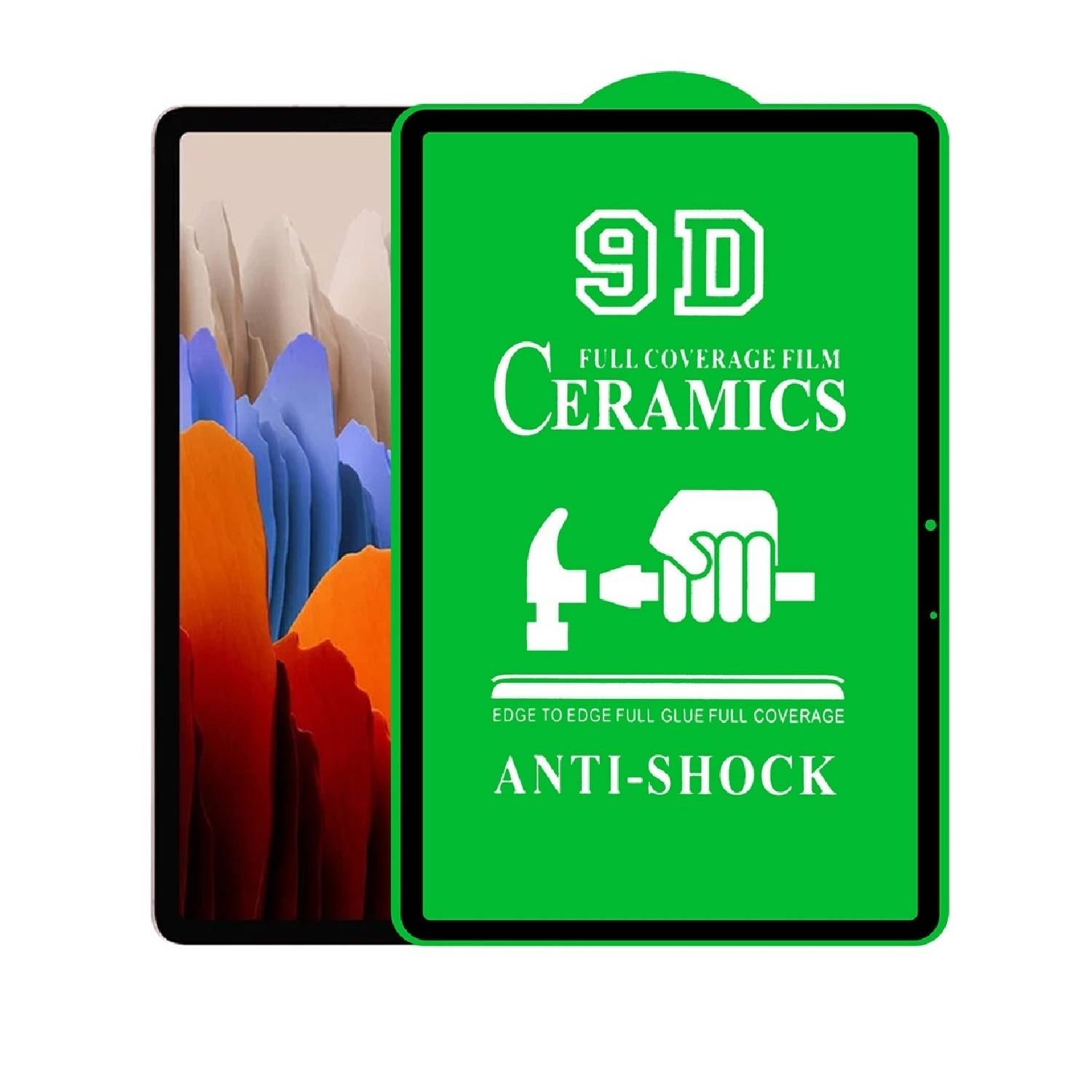 2x 9D Keramik für Samsung Galaxy Tab S7 FULL-COVER Panzerfolie Displayschutz Panzerschutz Schutzfolie Displayfolie Folie ANTI-SHOK