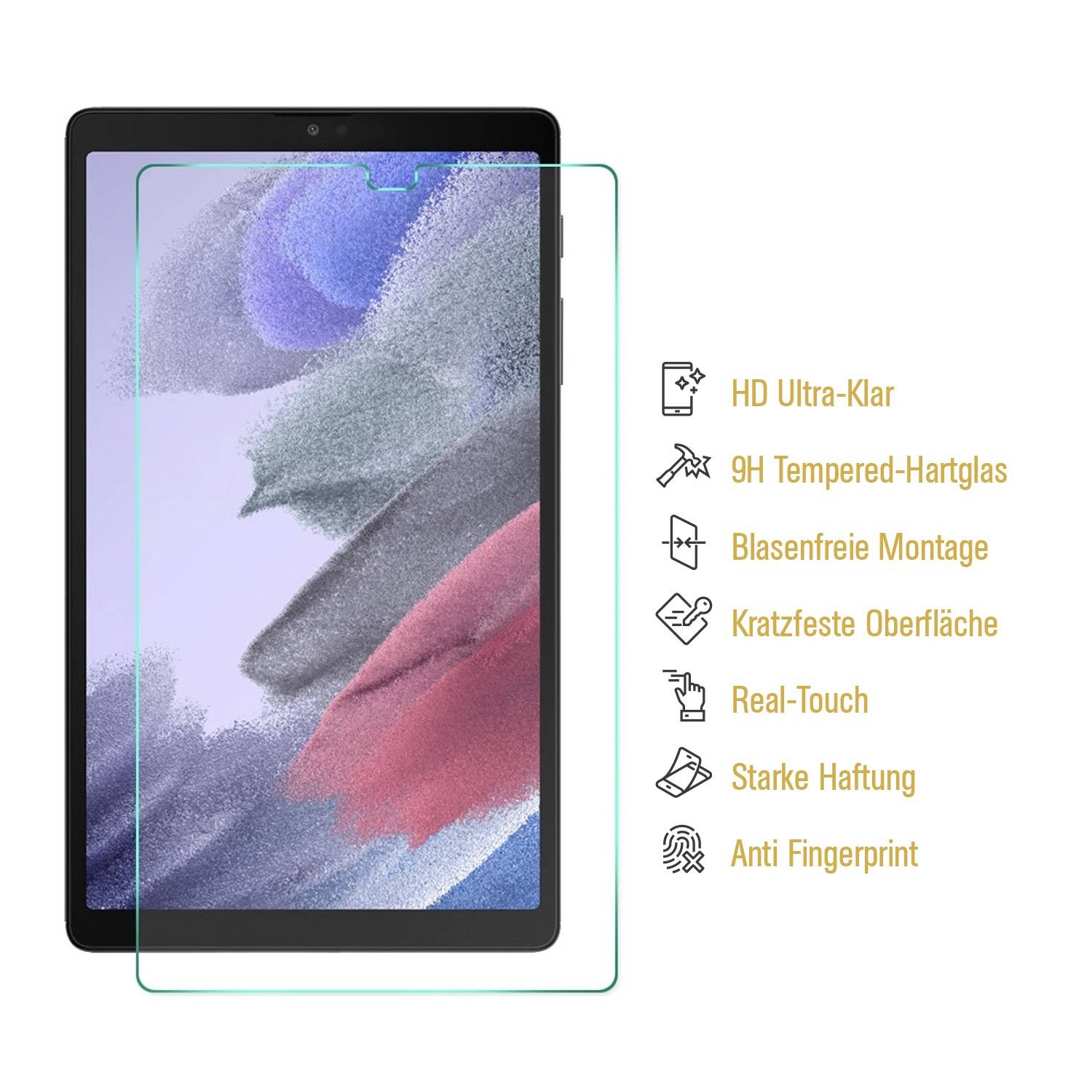 2x 9H Panzerglas für Samsung Galaxy Tab A7 Lite Displayschutz Schutzglas Panzerfolie Schutzfolie Hartglas Displayglas Tempered Glasfolie