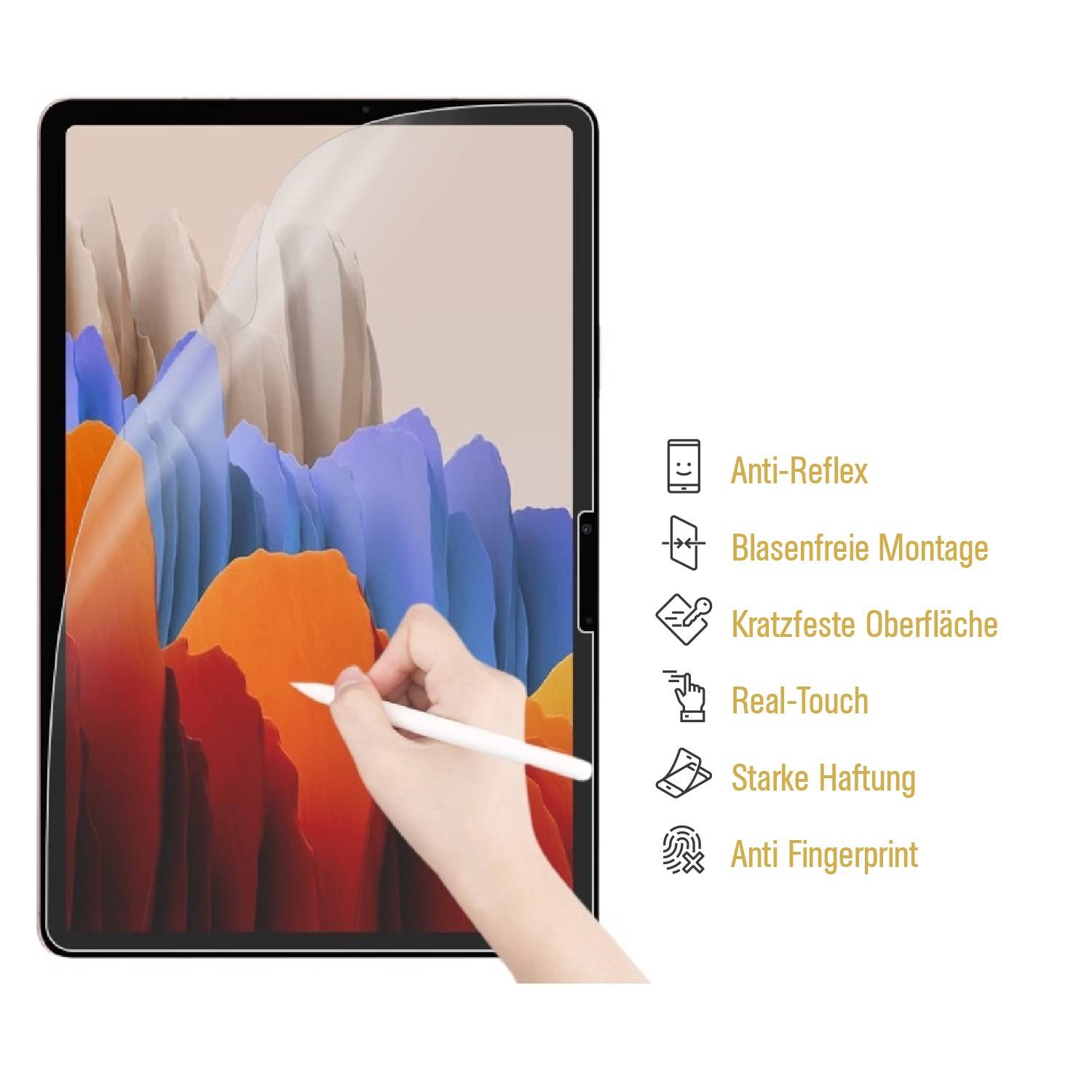 4x Paperfeel für Samsung Galaxy Tab S7 Displayschutz Schreiben Malen Skizzieren ANTI-REFLEX MATT ENTSPIEGELT