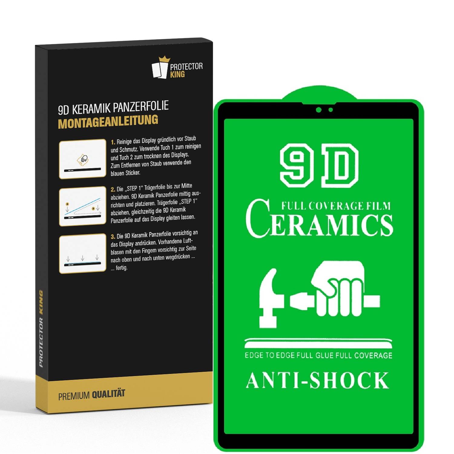 3x 9D Keramik-Glass für Samsung Galaxy Tab A7 Lite FULL COVER 3D KLAR Panzerfolie Displayschutz Schutzfolie Ceramic Screen-Protector