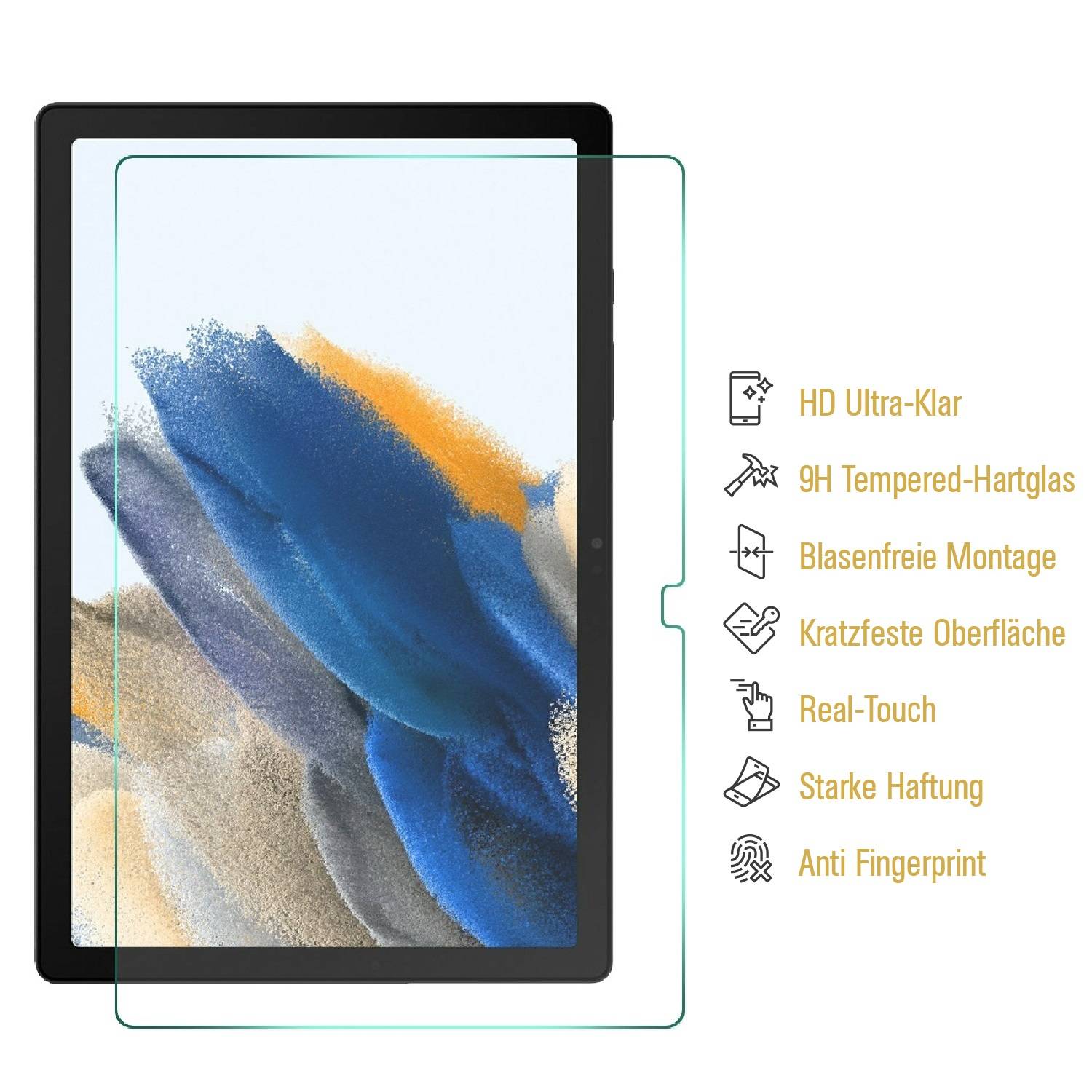 1x 9H Panzerglas für Samsung Galaxy Tab A8 10.5 2021 Displayschutz Schutzglas Panzerfolie Schutzfolie Hartglas Displayglas Tempered Glasfolie