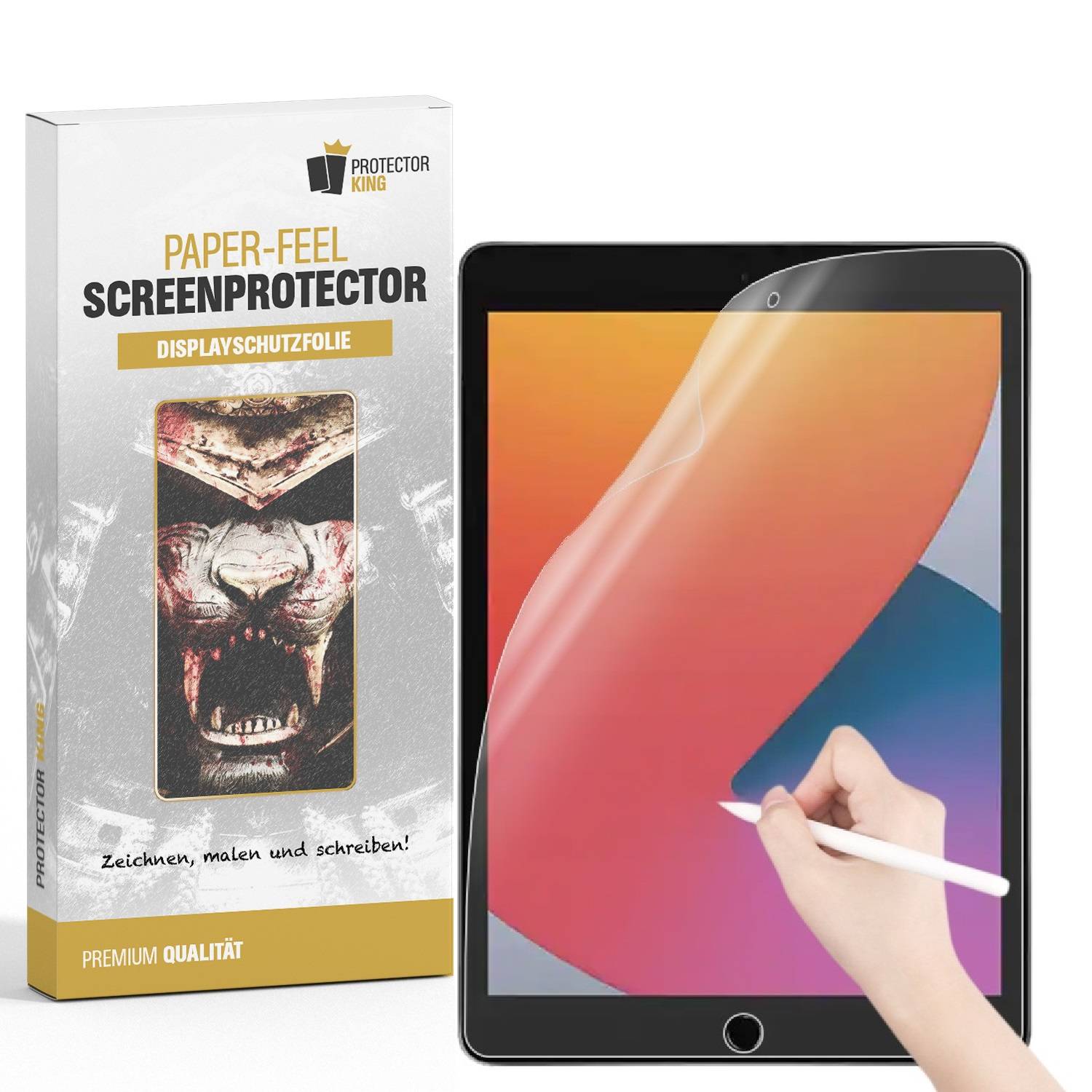 2x Paperfeel für iPad 10.2 7/ 8/ 9 Gen.Displayschutz Schreiben Malen Skizzieren matt Anti-Reflex entspiegelt Screen-Protector