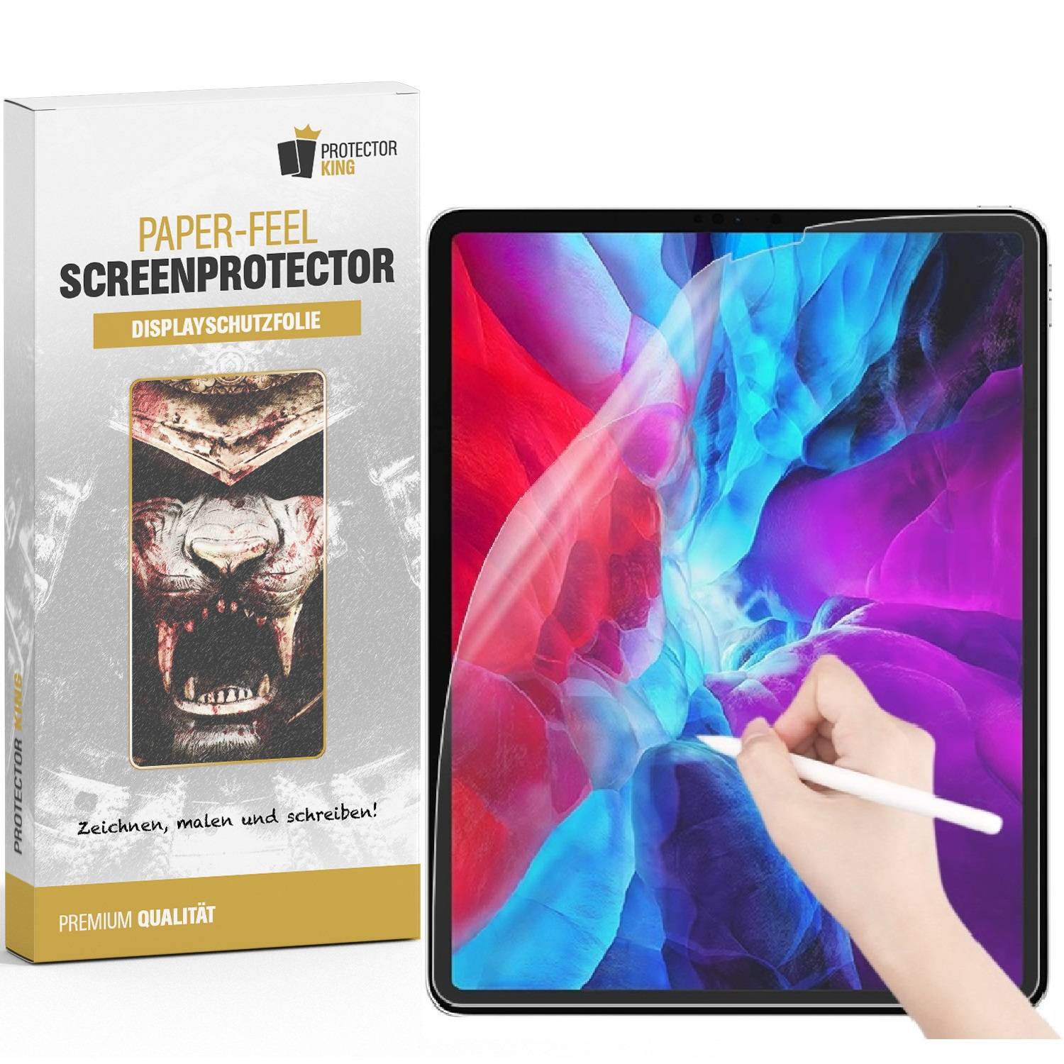 6x Paperfeel für iPad Pro 12.9 2022 Displayschutz Schreiben Malen Skizzieren matt Anti-Reflex entspiegelt Screen-Protector
